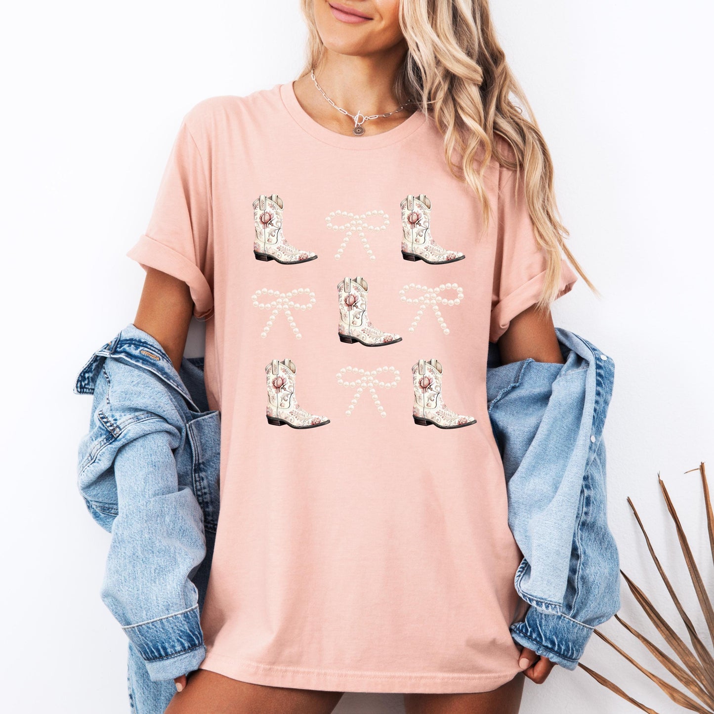 Boots & Bows Tee – Western Cowgirl Shirt, Bella+Canvas Unisex T-Shirt, Country Concert Outfit, Rodeo Fashion, Trendy Western Tee for Her