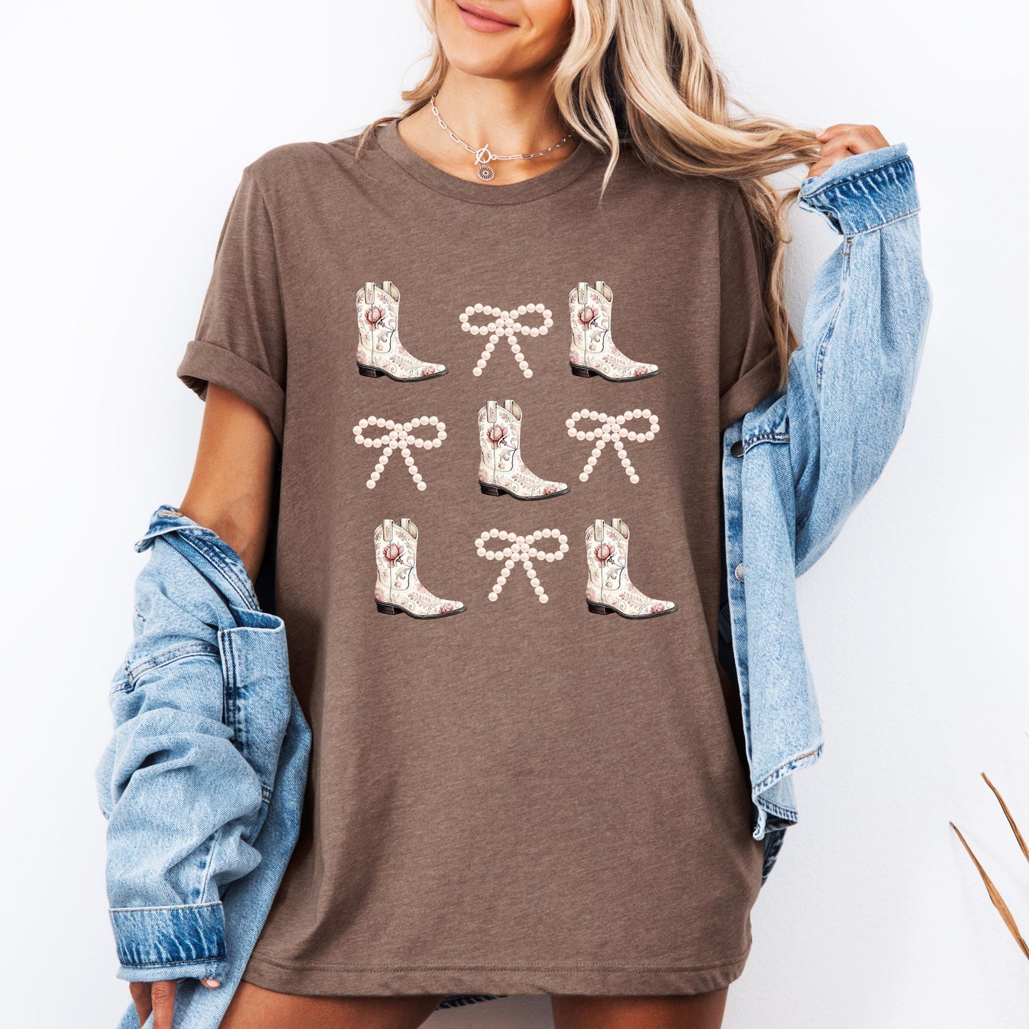 Boots & Bows Tee – Western Cowgirl Shirt, Bella+Canvas Unisex T-Shirt, Country Concert Outfit, Rodeo Fashion, Trendy Western Tee for Her