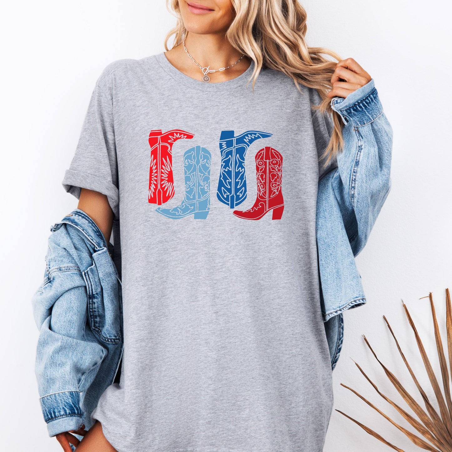 Patriotic Cowboy Boots Shirt, USA Western Graphic Tee, Country Concert T-Shirt, Vintage Rodeo Outfit, 4th of July Cowgirl Shirt