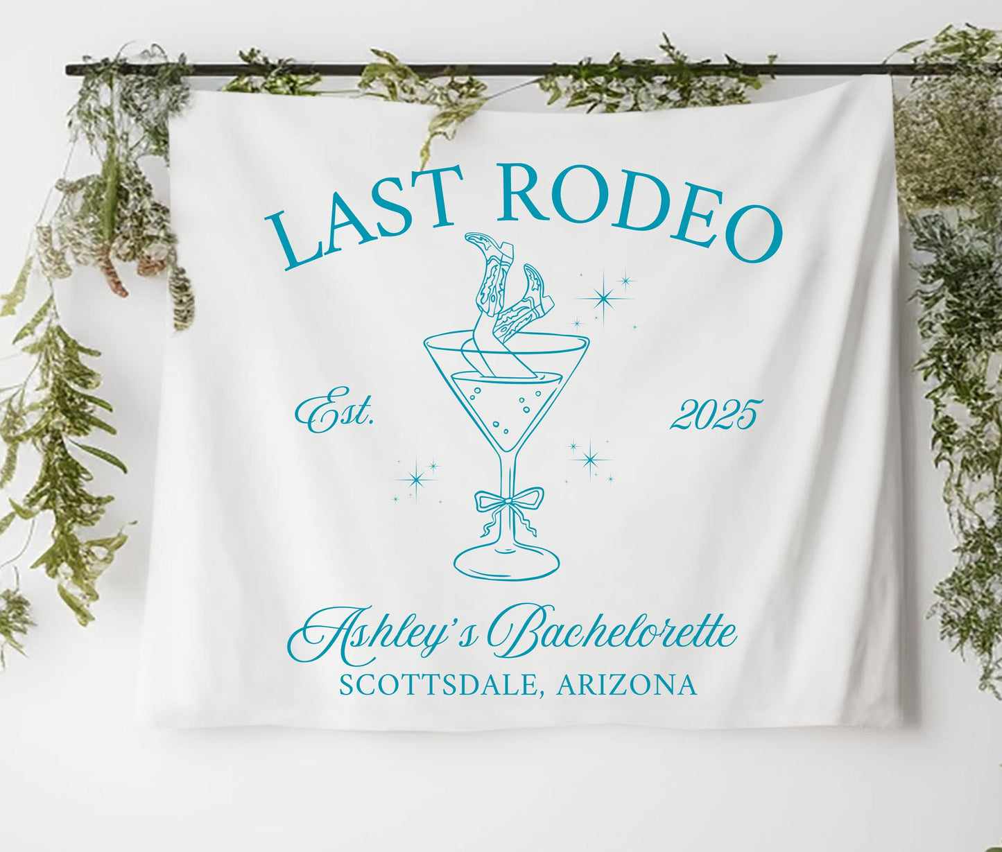 Last Rodeo Bachelorette Banner | Personalized Bach Sign | Western Bachelorette Decor, Cowgirl Party Banner, Martini Glass Rodeo Theme