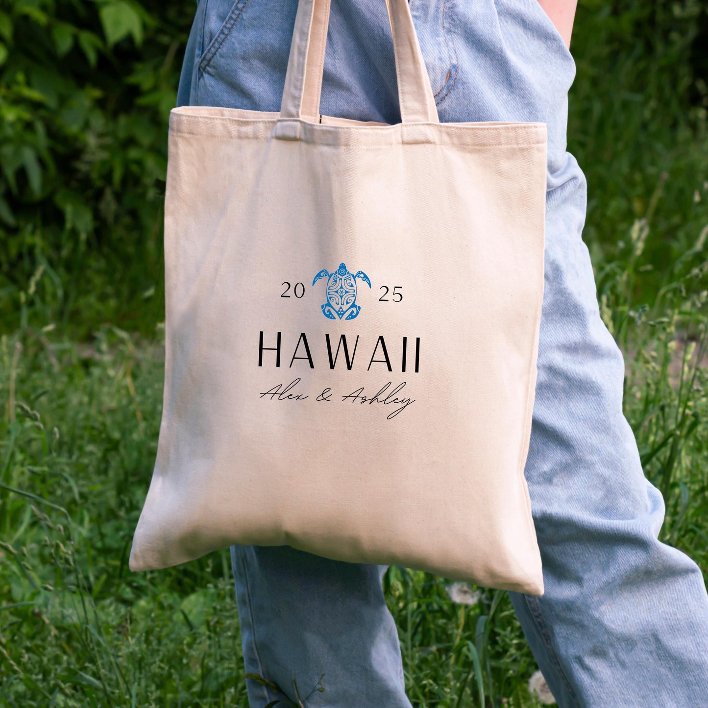 Wedding Tote Bag, Honeymoon Custom Gift, Personalized Tropical Gift Bag - Custom Location Tote