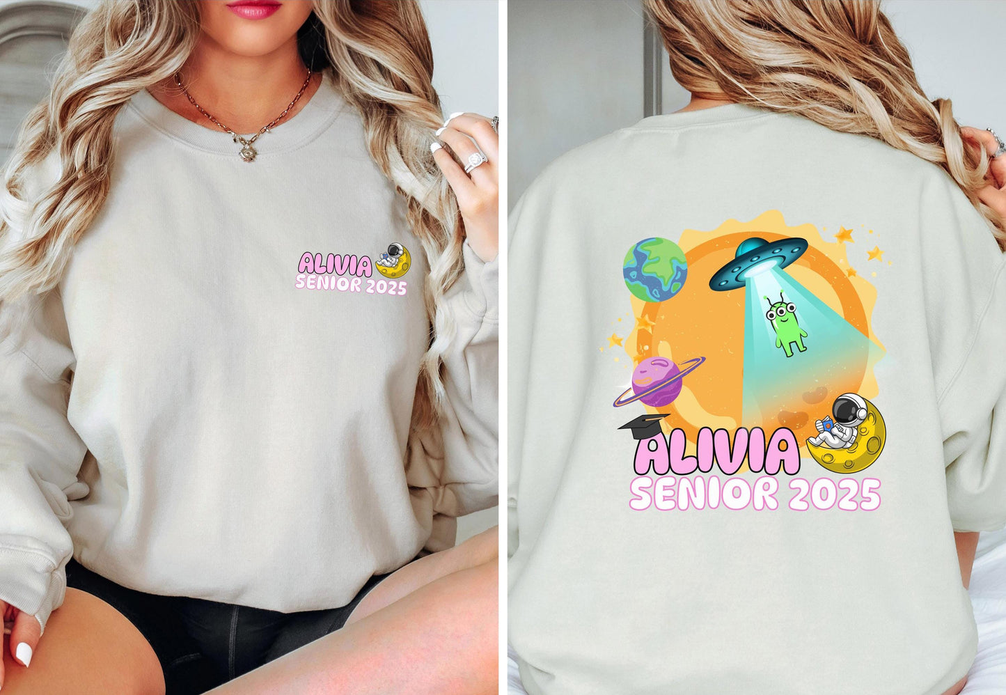 Senior Class 2025 Sweatshirt | Space Theme Crewneck | Personalized Graduation Gift