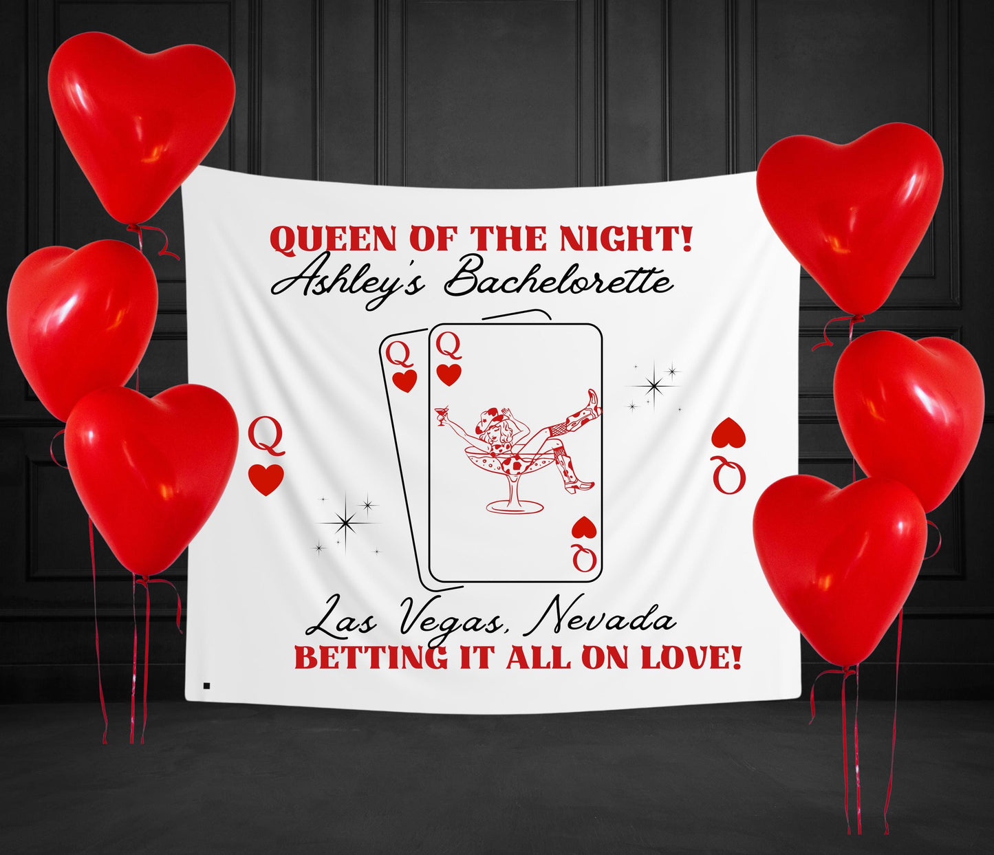Queen of the Night Bachelorette Banner | Vegas Cowgirl Party Decor | Last Rodeo Bride-to-Be Sign | Western Casino Theme