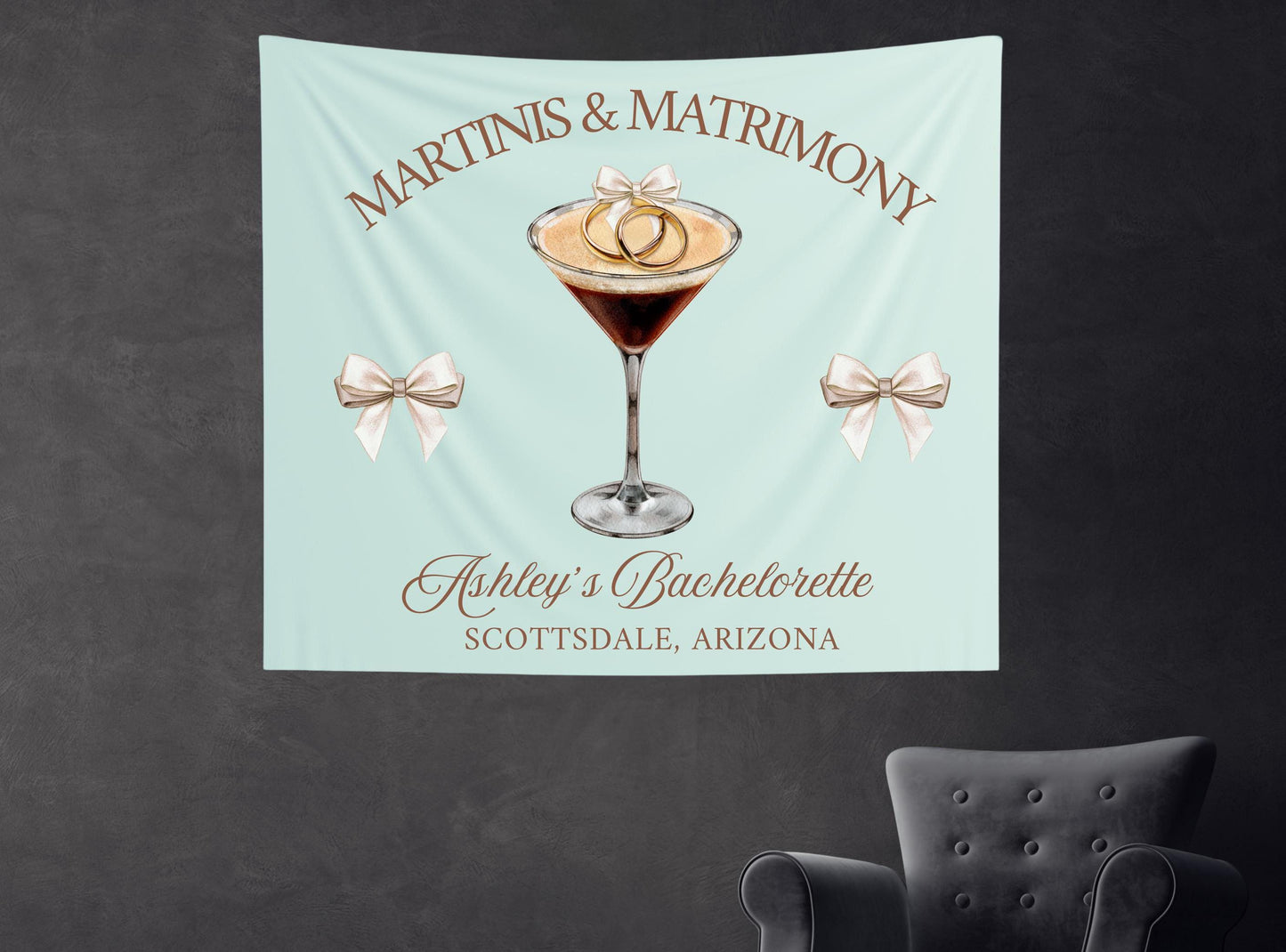 Martinis & Matrimony Banner, Espresso Martini Bachelorette Decor, Bridal Shower Banner, Custom Party Sign, Bow Bachelorette Theme