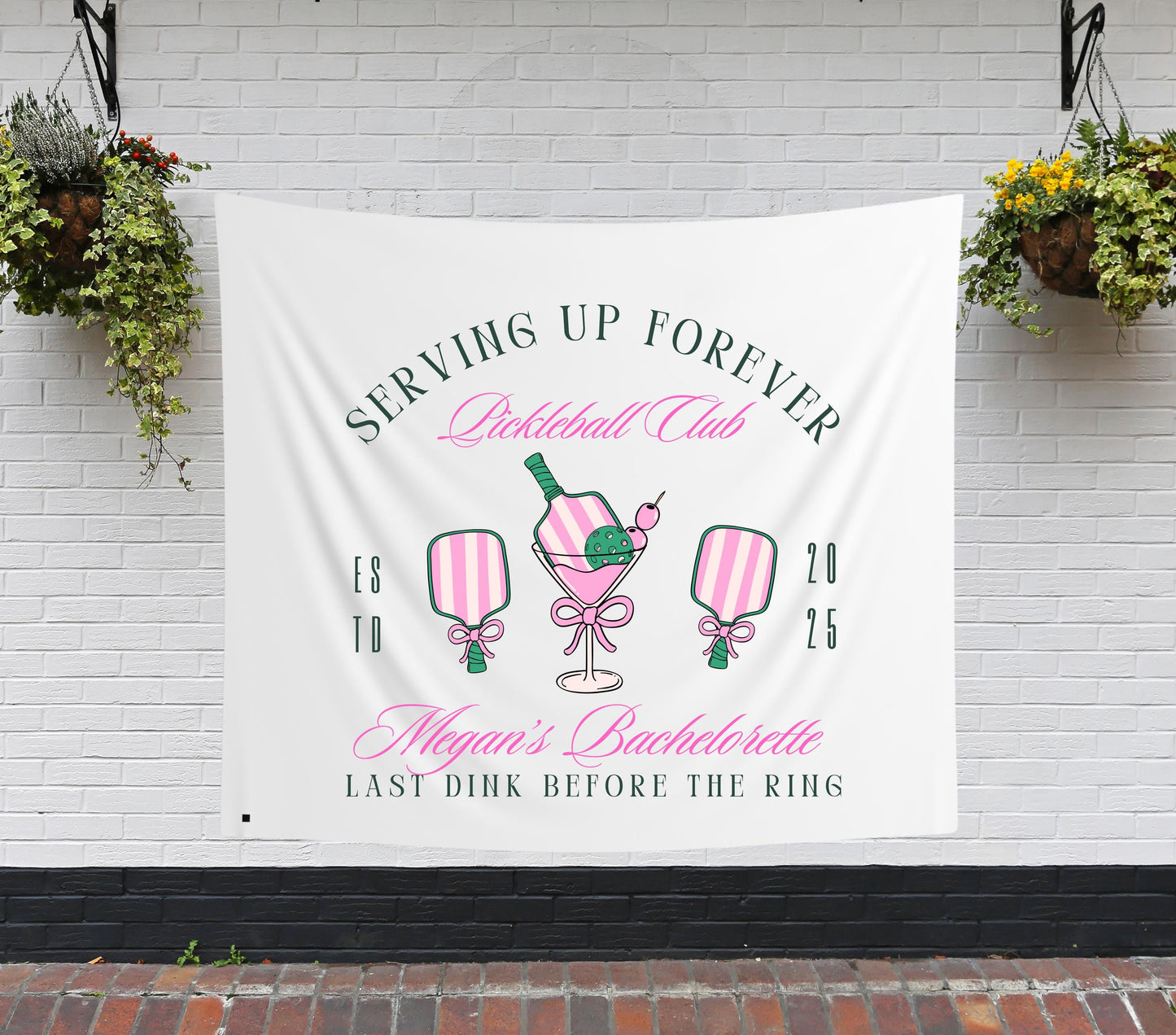 Custom Pickleball Banner - Personalized Bachelorette Party Decor, Last Swing Before the Ring, Pickleball Tapestry, Wedding Shower Sign