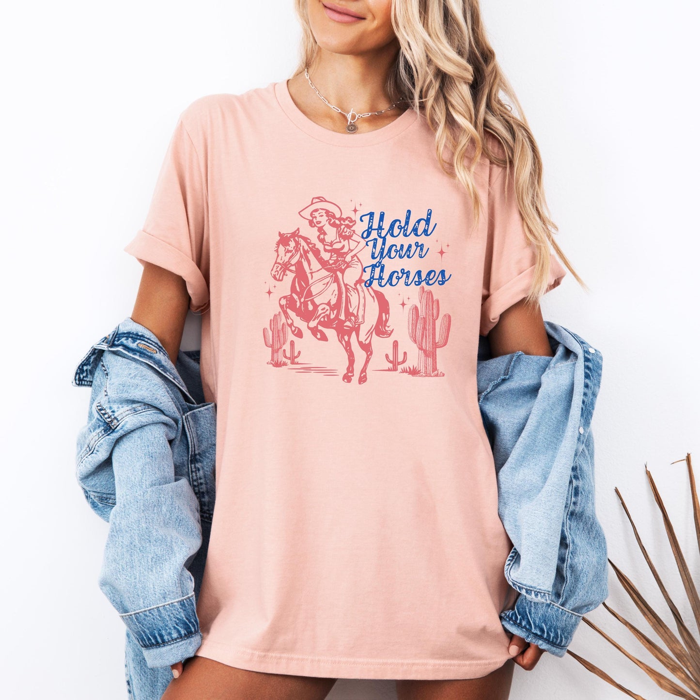 Bella Canvas Vintage Cowgirl Tee – Country Western ‘Hold Your Horses’ Graphic Shirt
