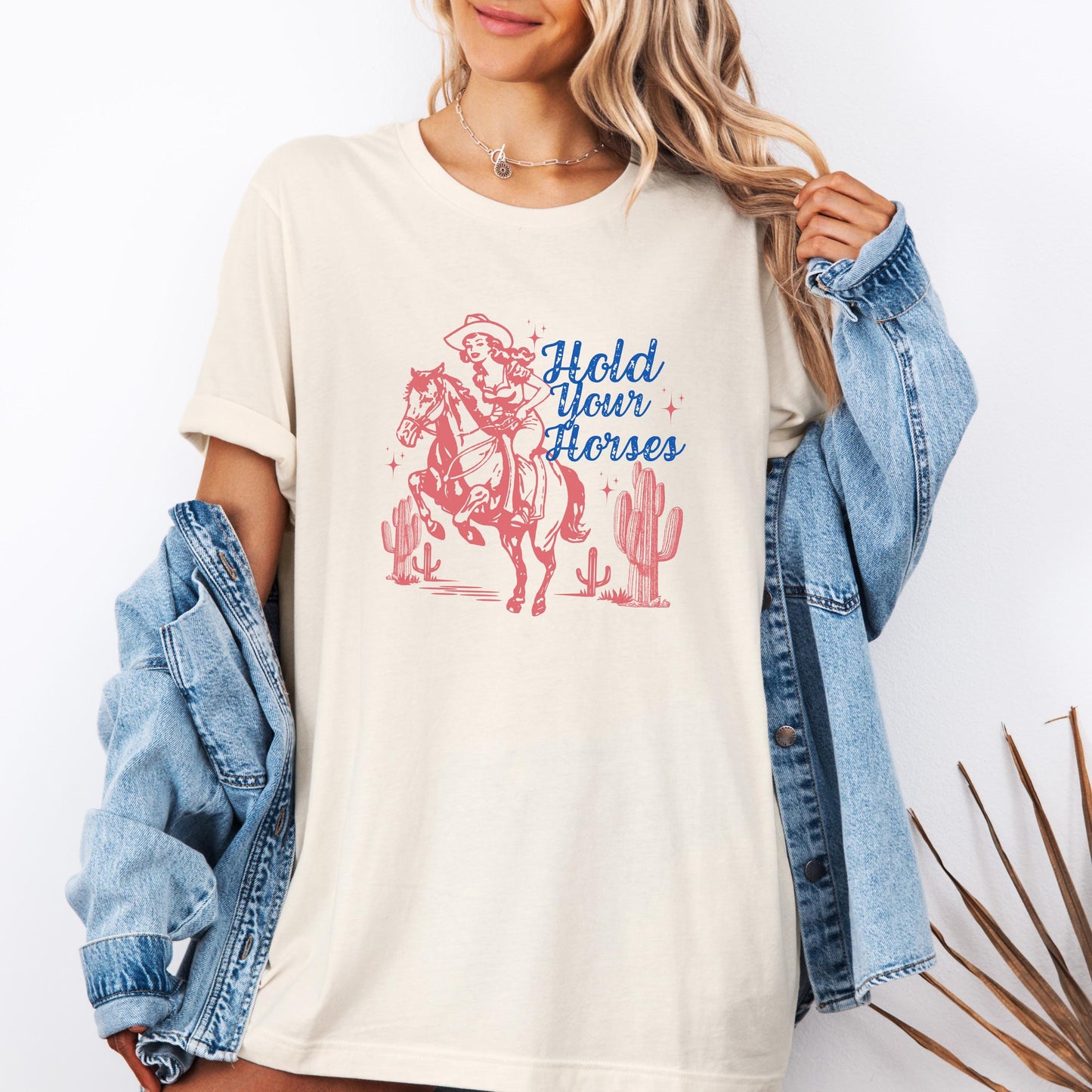 Bella Canvas Vintage Cowgirl Tee – Country Western ‘Hold Your Horses’ Graphic Shirt