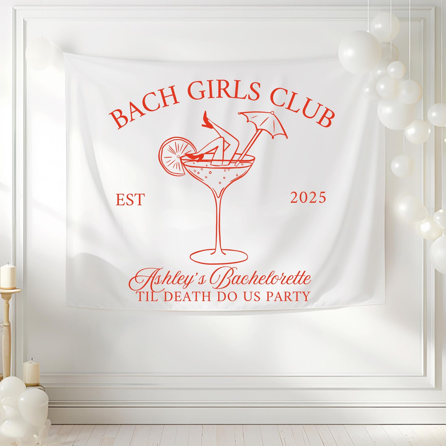 Bach Club Bachelorette Banner, Custom Bachelorette Sign, Til Death Do Us Party Decor, Girls Trip Party Banner, Personalized Bridal Sign