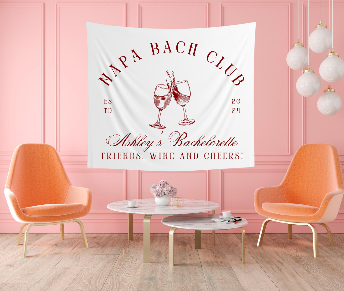 Custom Bachelorette Party Banner, Tapestry for Wine Tasting Weekend, Bach Club Banner - Party Decor