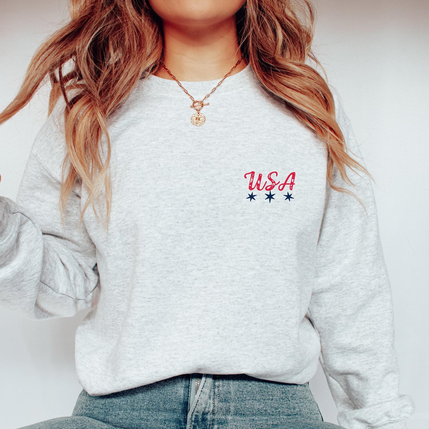 USA Sweatshirt, Flag - Cowgirl Sweatshirt, Patriotic Sweatshirt, American Flag Sweatshirt, America Sweatshirt - Stars and Stripes