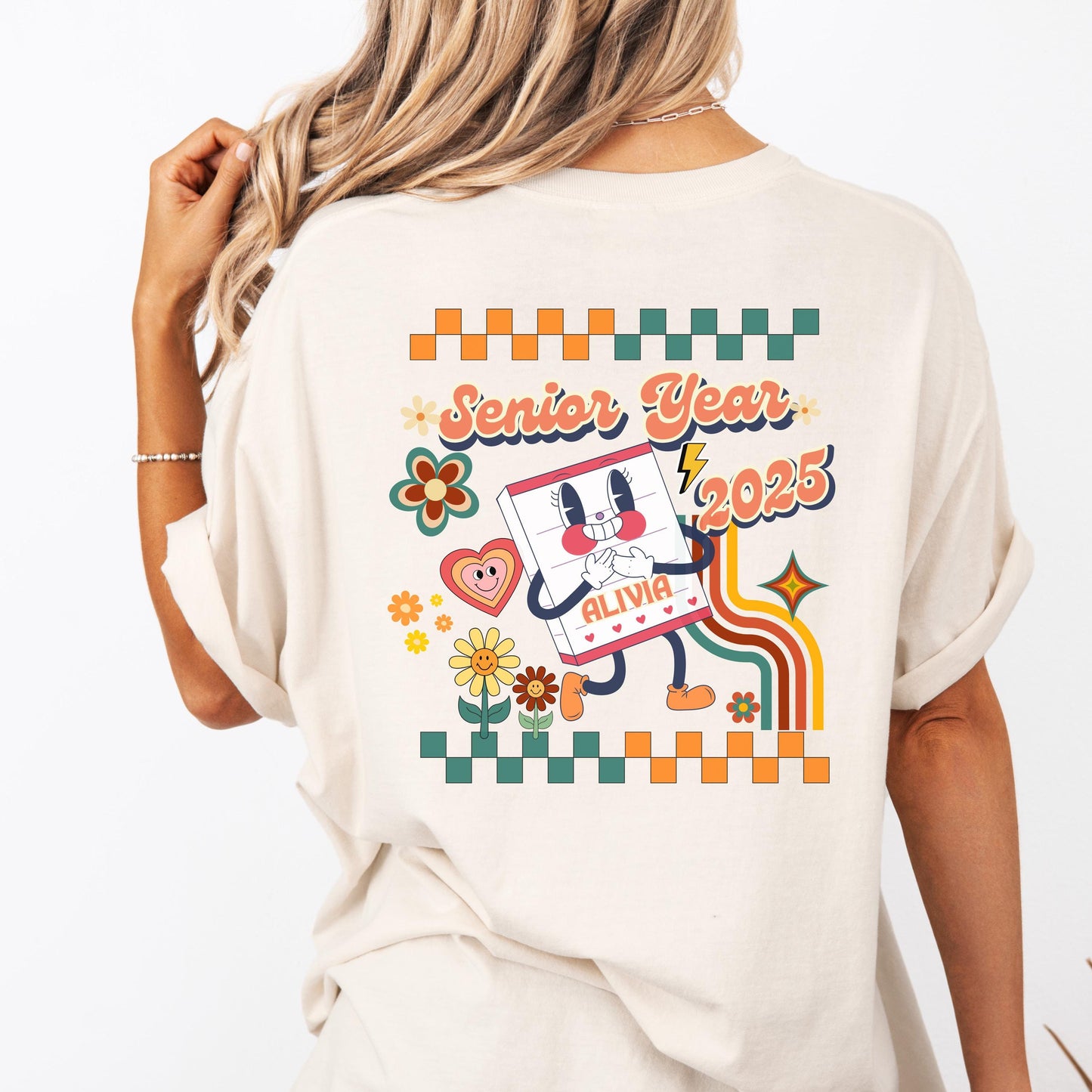 Retro Senior 2025 Shirt | Custom Senior Tee | Oversized Back-to-School Graphic