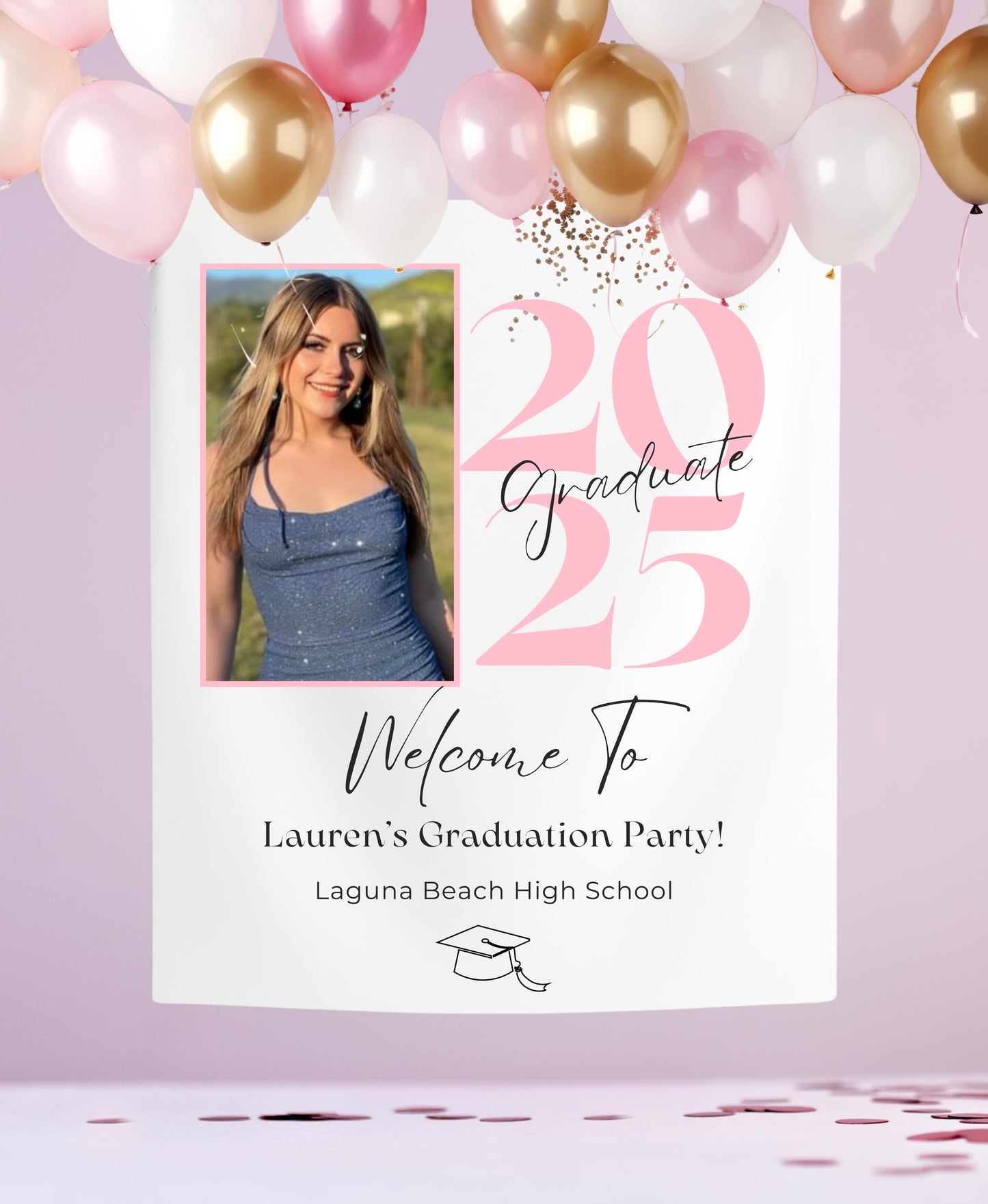 Graduation Party Banner with Photo, Custom Grad Party Sign, Personalized Class of 2025 Backdrop, Senior Celebration Decor