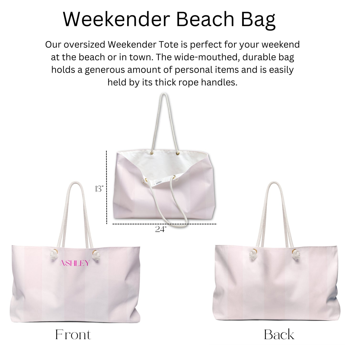 Personalized Beach Bag Tote Gift for Her, Monogrammed Gift Bag, Girl's Trip Bag, Party Favor Tote, Vacation or Weekend Getaway Tote