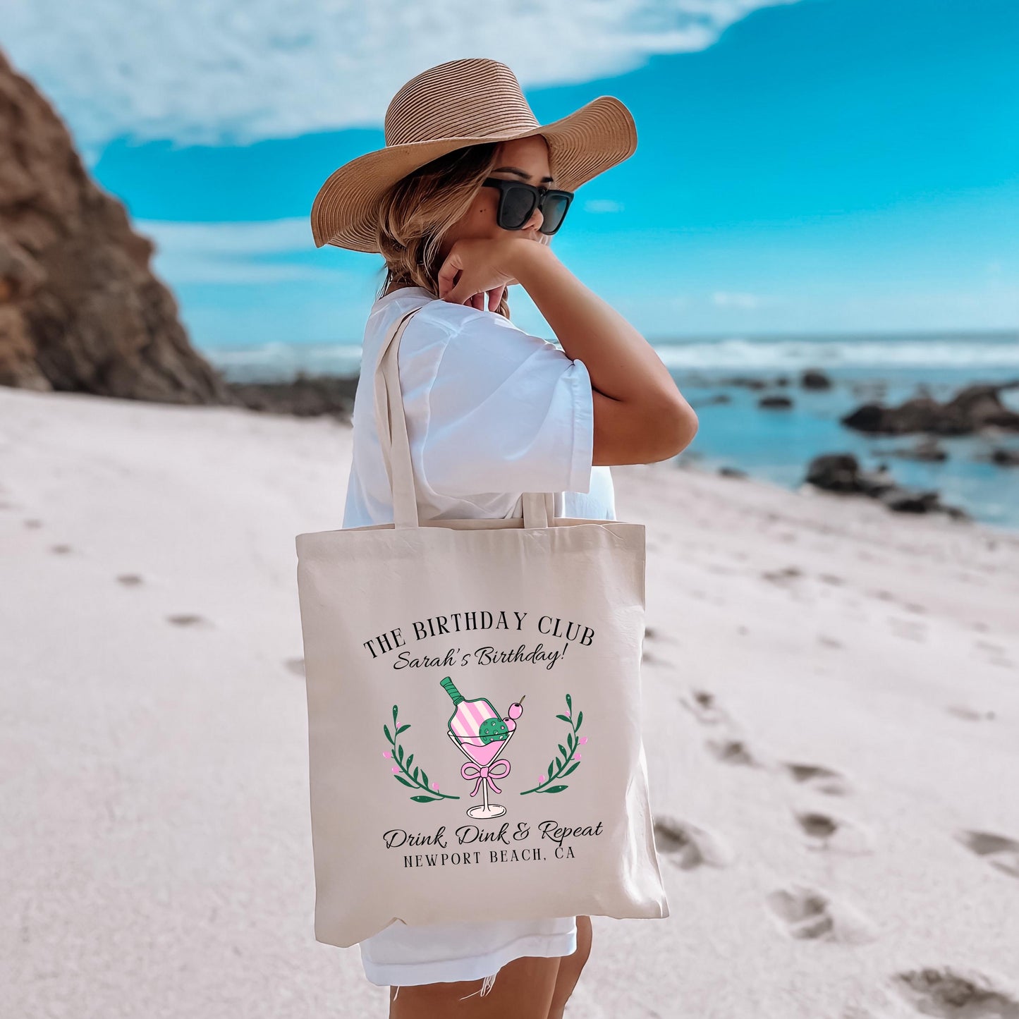 Pickleball Birthday Tote, Drink Dink and Repeat Bag, Custom Gift for Her, Personalized Party Favor, Pickleball Paddle Themed Bag