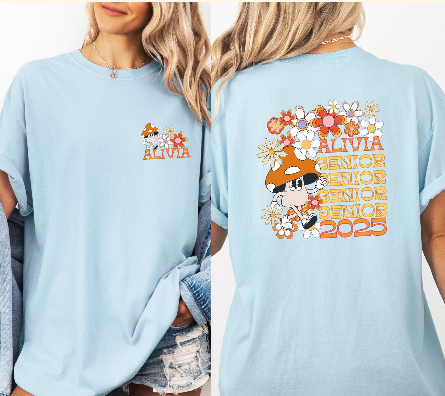 Retro Senior 2025 Shirt | Comfort ColorsĀ® Unisex Tee | Trendy Mushroom Graphic