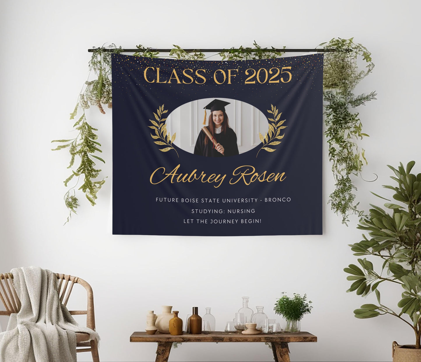 Custom Graduation Banner, Future Boise State Grad, Personalized Grad Party Sign, Nursing Student Banner, Class of 2025 Decor