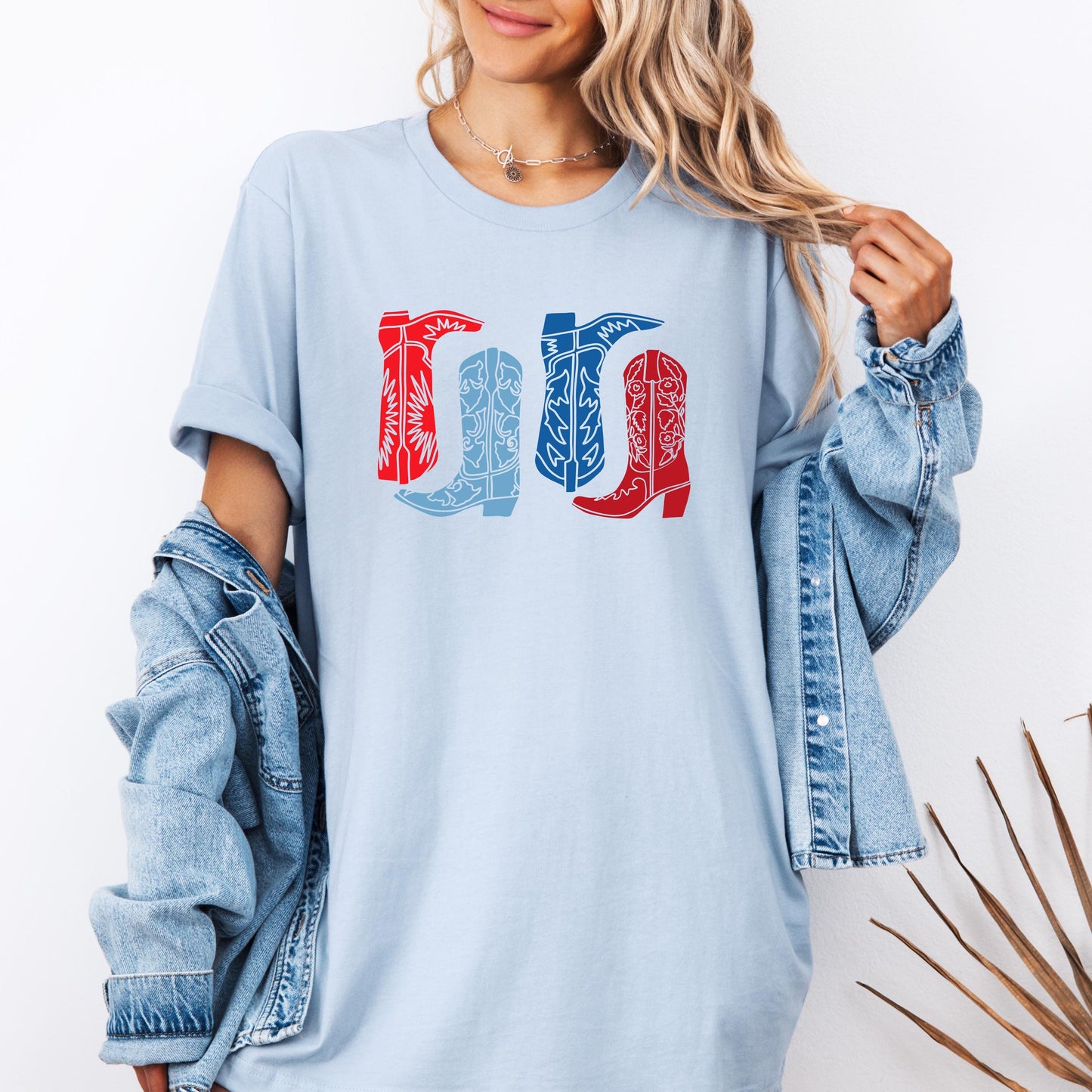 Patriotic Cowboy Boots Shirt, USA Western Graphic Tee, Country Concert T-Shirt, Vintage Rodeo Outfit, 4th of July Cowgirl Shirt
