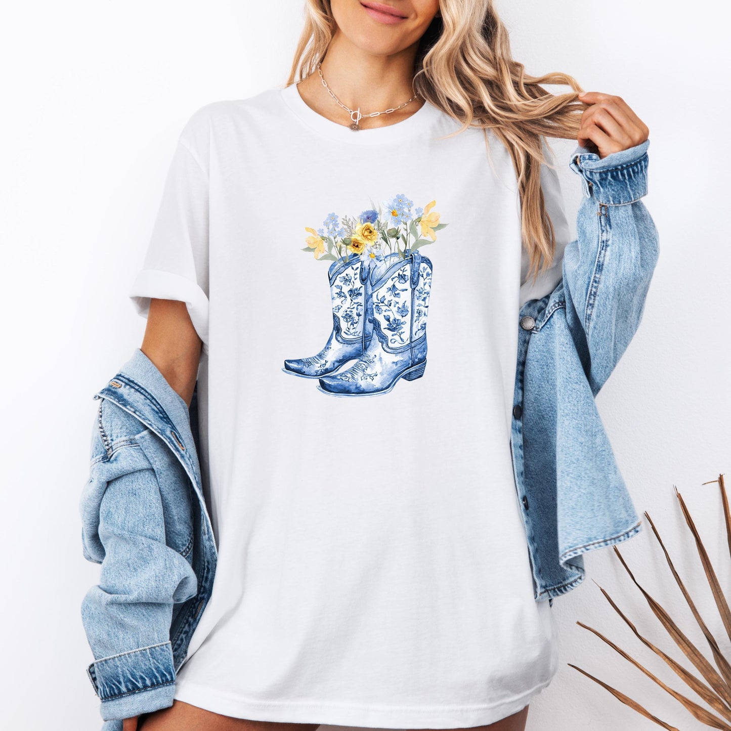 Floral Cowgirl Boots Shirt, Western Graphic Tee, Country Festival Outfit, Spring Cowgirl Shirt, Bella Canvas Rodeo T-Shirt
