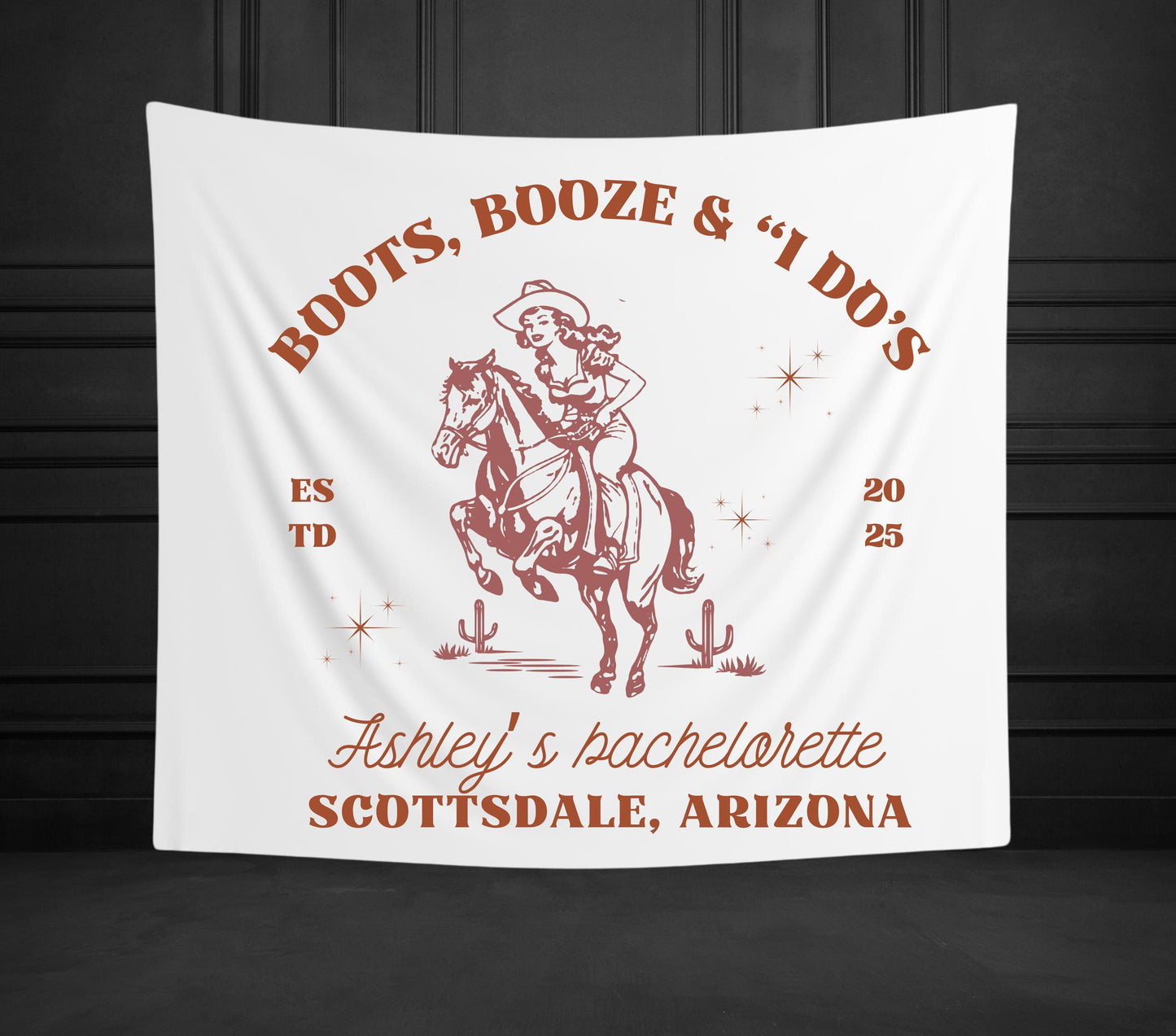 Boots Booze and I Do’s Bachelorette Banner | Western Party Decor | Last Rodeo Bride-to-Be Tapestry | Custom Cowgirl Sign