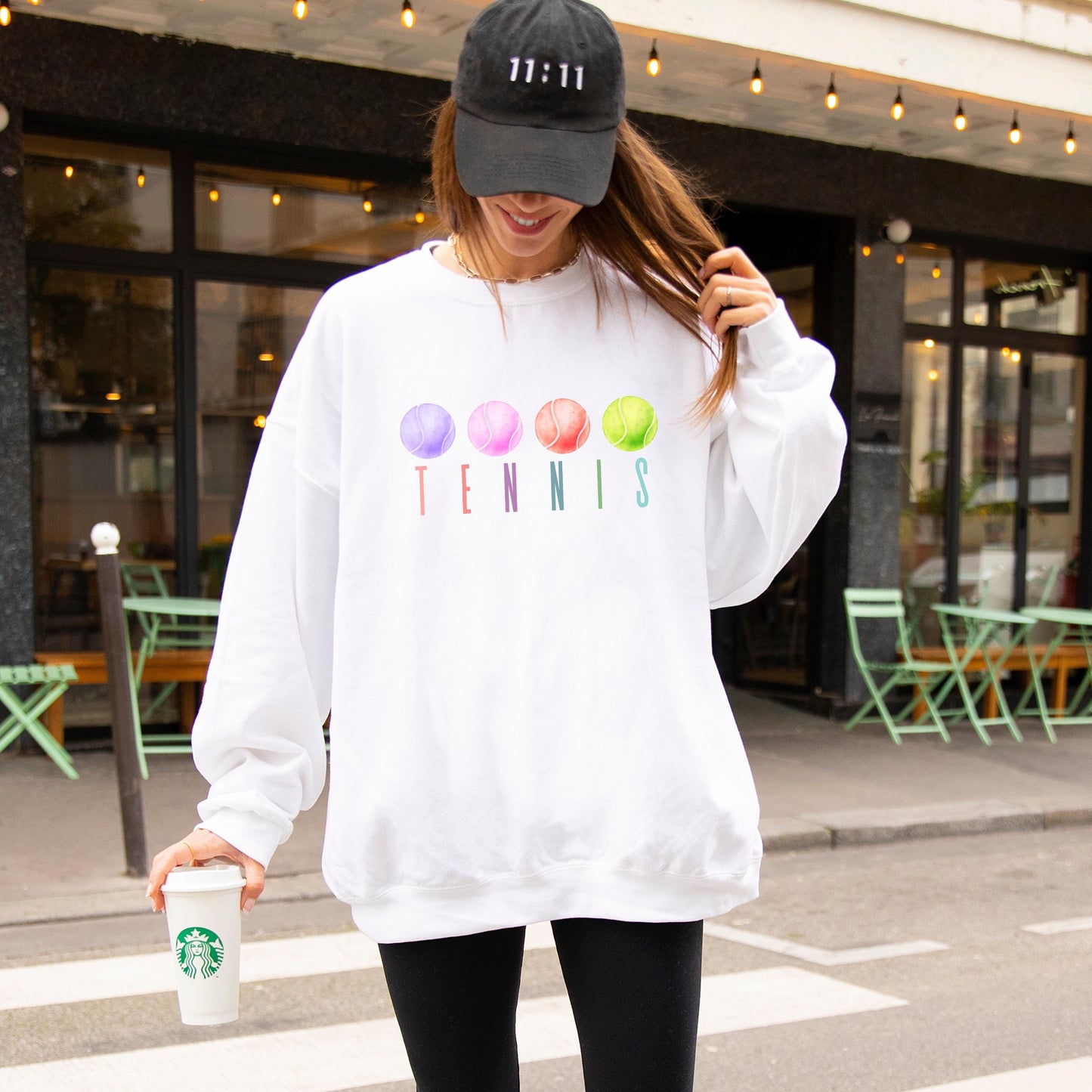 Pastel Tennis Sweatshirt, Cozy Tennis Crewneck, Unisex Tennis Shirt, Cute Tennis Ball Shirt, Preppy Tennis Lover Gift