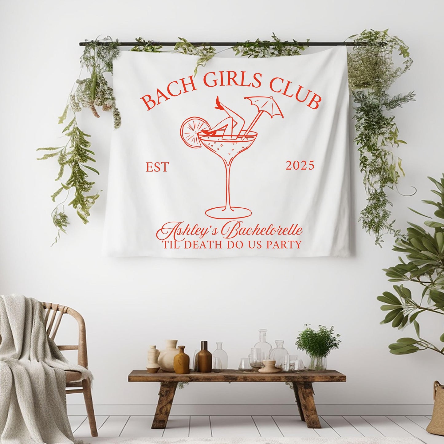 Bach Club Bachelorette Banner, Custom Bachelorette Sign, Til Death Do Us Party Decor, Girls Trip Party Banner, Personalized Bridal Sign