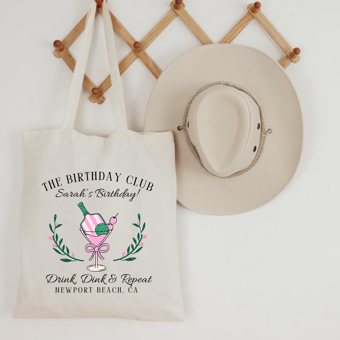 Pickleball Birthday Tote, Drink Dink and Repeat Bag, Custom Gift for Her, Personalized Party Favor, Pickleball Paddle Themed Bag