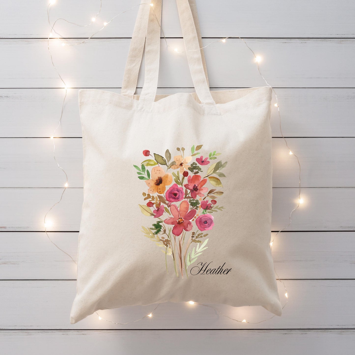 Personalized Bridesmaid Tote - Custom Floral Name Bag - Wedding Party Gift - Unique Bridal Party Proposal Bag