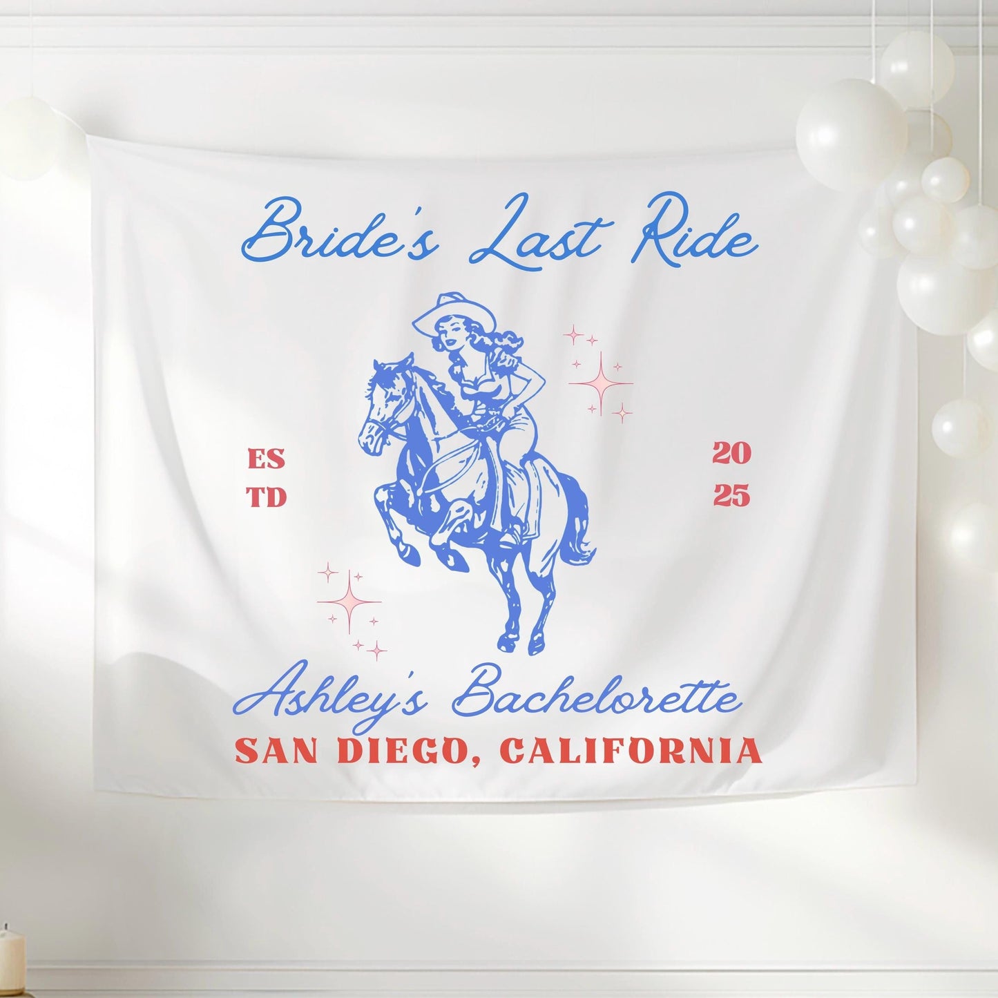 Bride’s Last Ride Bachelorette Banner | Custom Western Party Decor | Last Rodeo Bride-to-Be Tapestry | Cowgirl Bach Sign