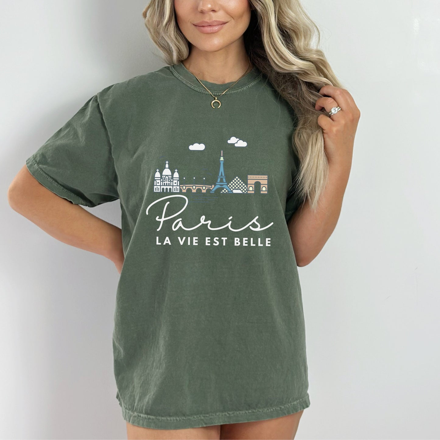 Paris France T-Shirt | Comfort Colors Cityscape Tee | European Travel Souvenir | French Aesthetic Shirt