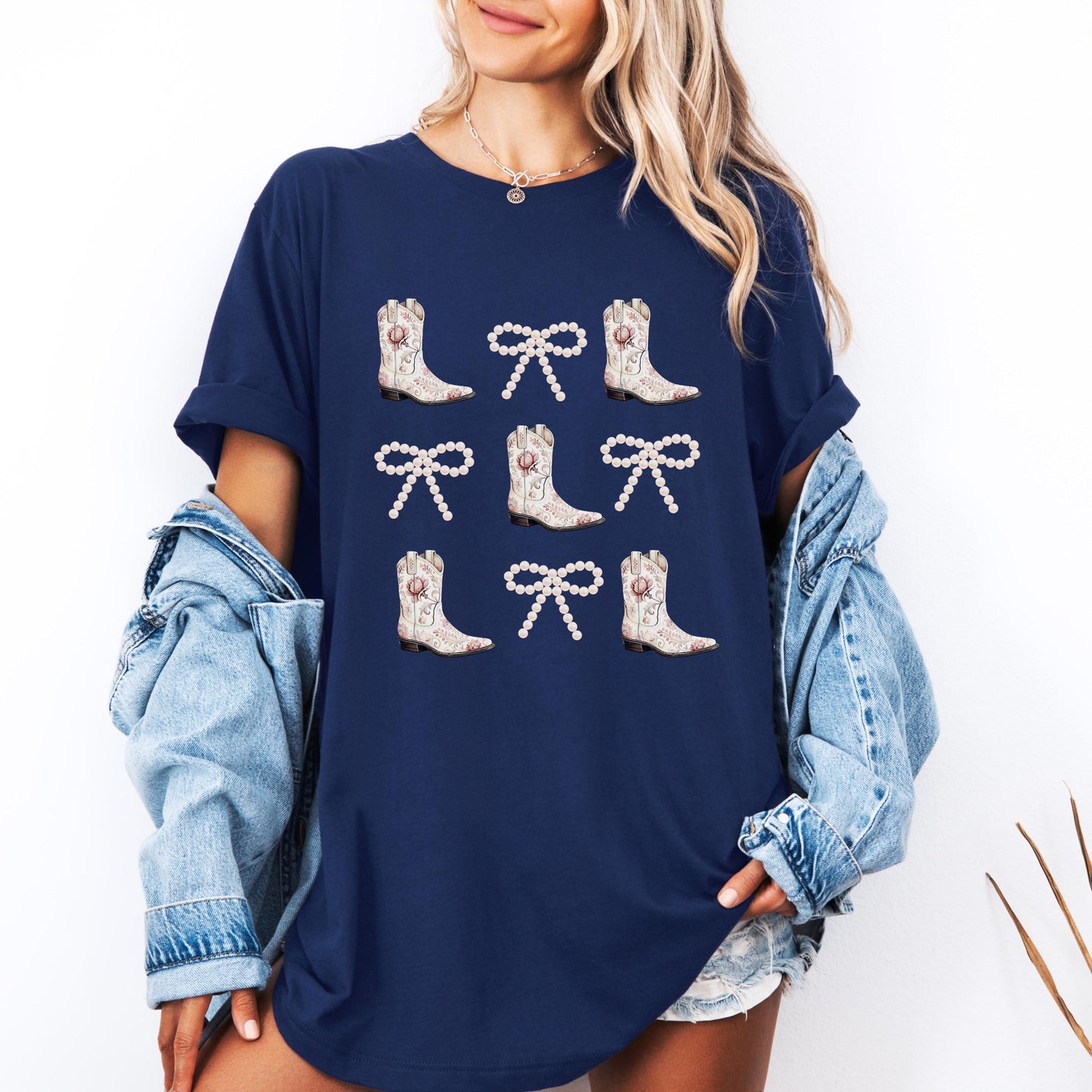 Boots & Bows Tee – Western Cowgirl Shirt, Bella+Canvas Unisex T-Shirt, Country Concert Outfit, Rodeo Fashion, Trendy Western Tee for Her