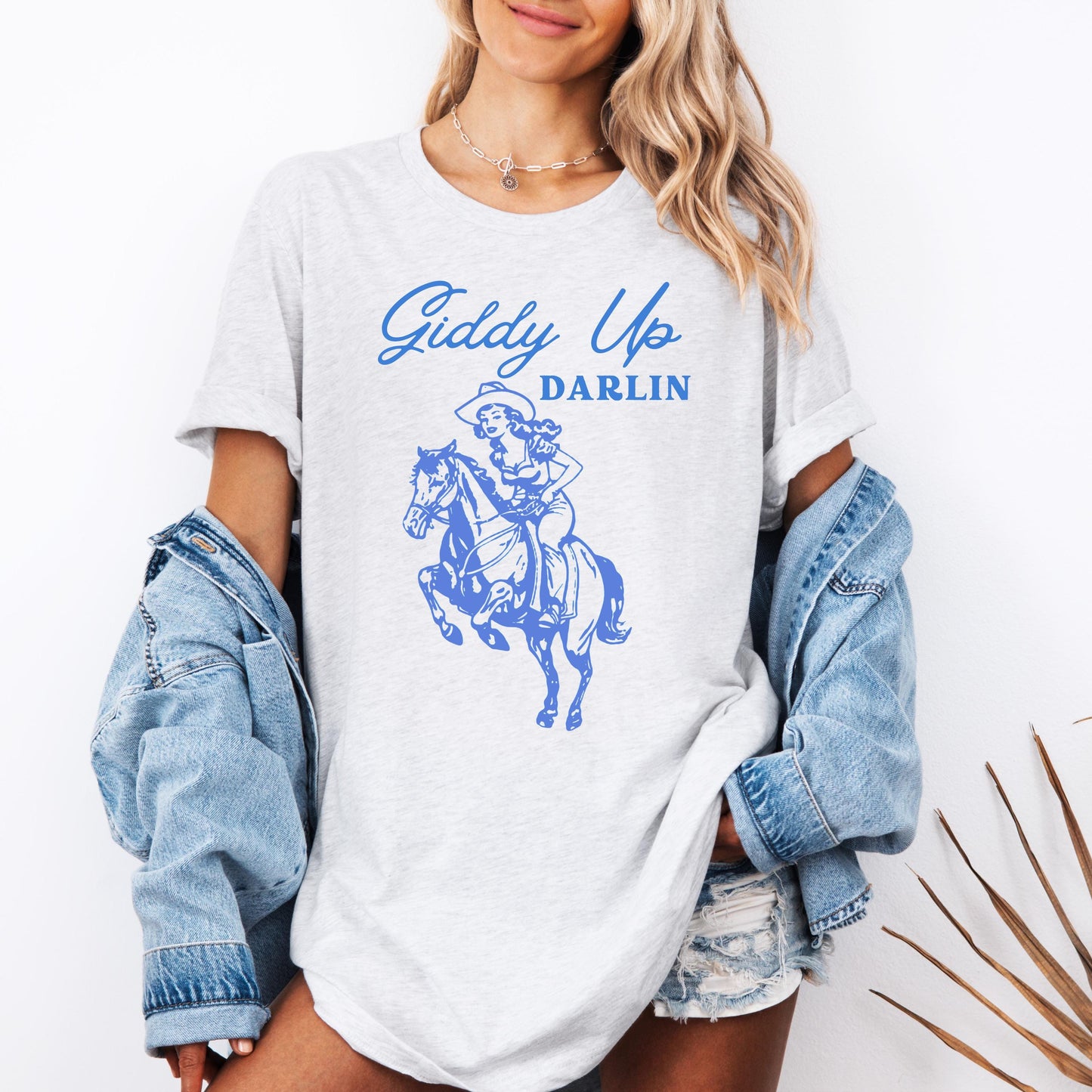 Giddy Up Darlin’ Cowgirl Shirt | Vintage Western Rodeo Tee | Country Concert Graphic T-Shirt | Bella Canvas Unisex Tee