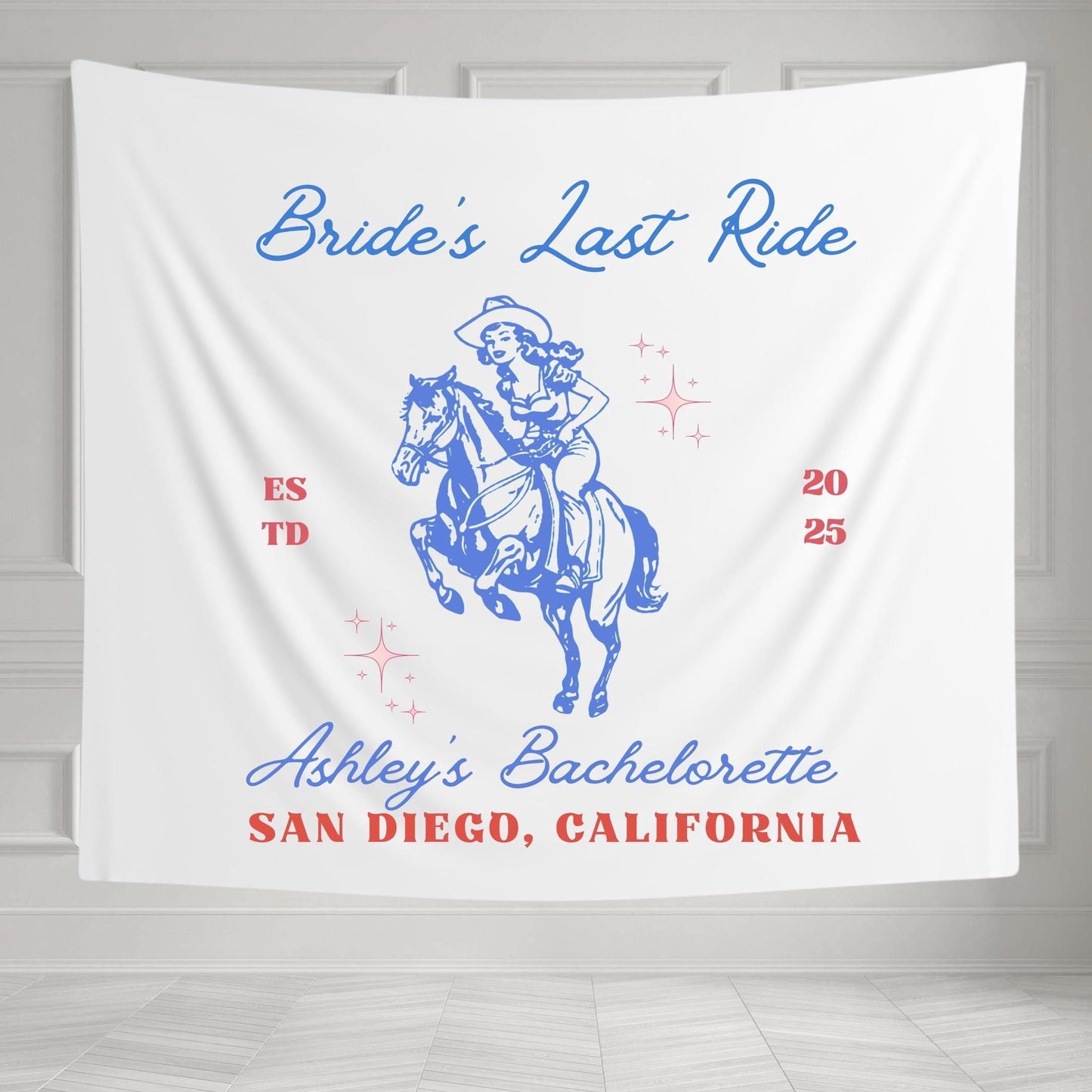 Bride’s Last Ride Bachelorette Banner | Custom Western Party Decor | Last Rodeo Bride-to-Be Tapestry | Cowgirl Bach Sign
