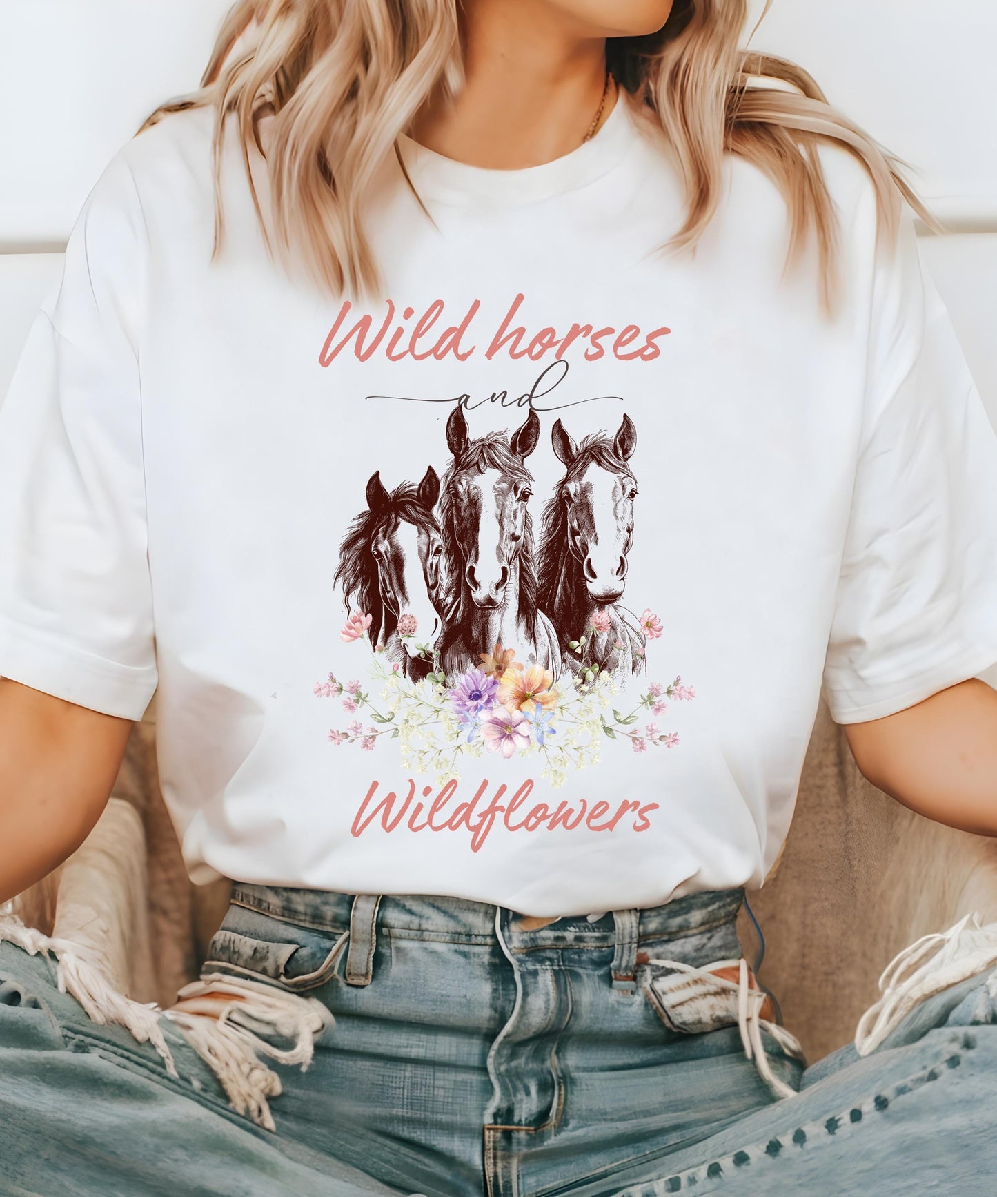 Wildflowers and Wild Horses Shirt, Western Rodeo Tee, Country Music Cowgirl Graphic, Comfort Colors Horse Lover Gift