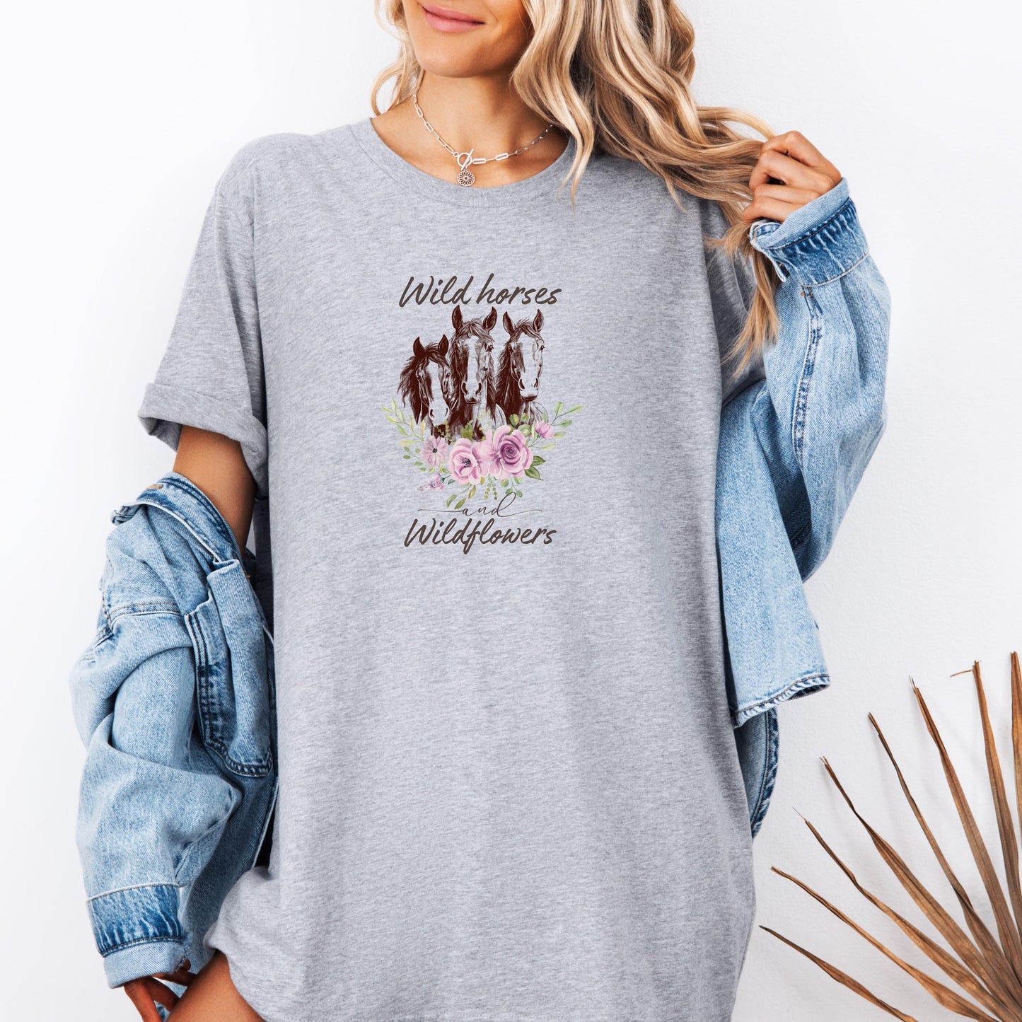 Wild Horses and Wildflowers Shirt - Western Horse Graphic Tee - Country Cowgirl Aesthetic T-Shirt - Equestrian Boho Shirt - Bella Canvas Tee