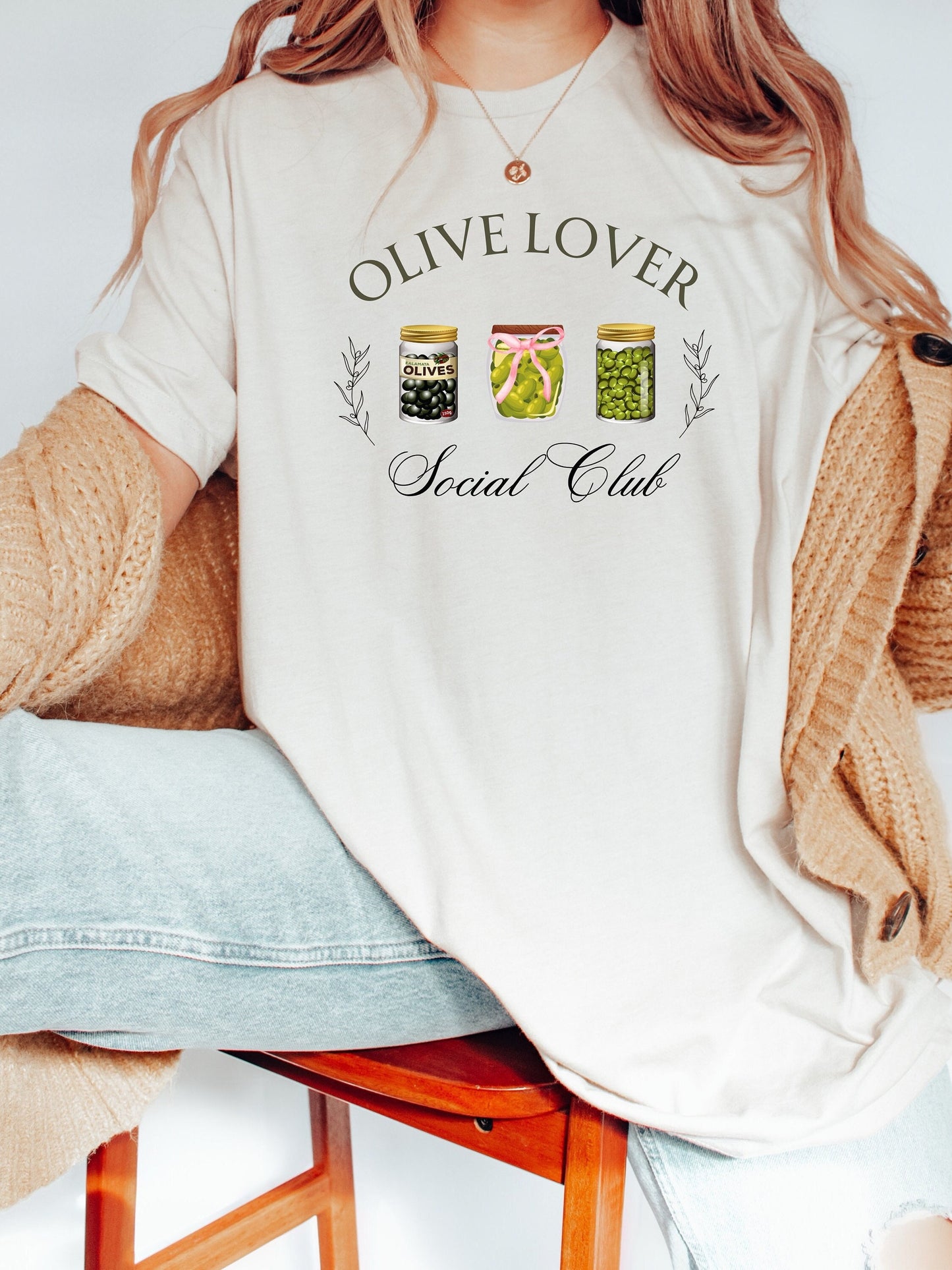 Olive Lover Gift Funny Shirt Canning Season Crewneck T-Shirt for Her Olive Lover Trendy Social Club with Canned Olives
