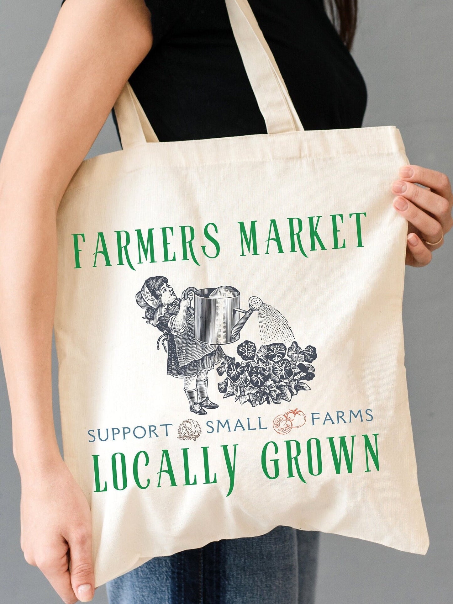Farmers Market Canvas Tote Bag, Support Local Farms, Farmers Eco Friendly Tote Bag