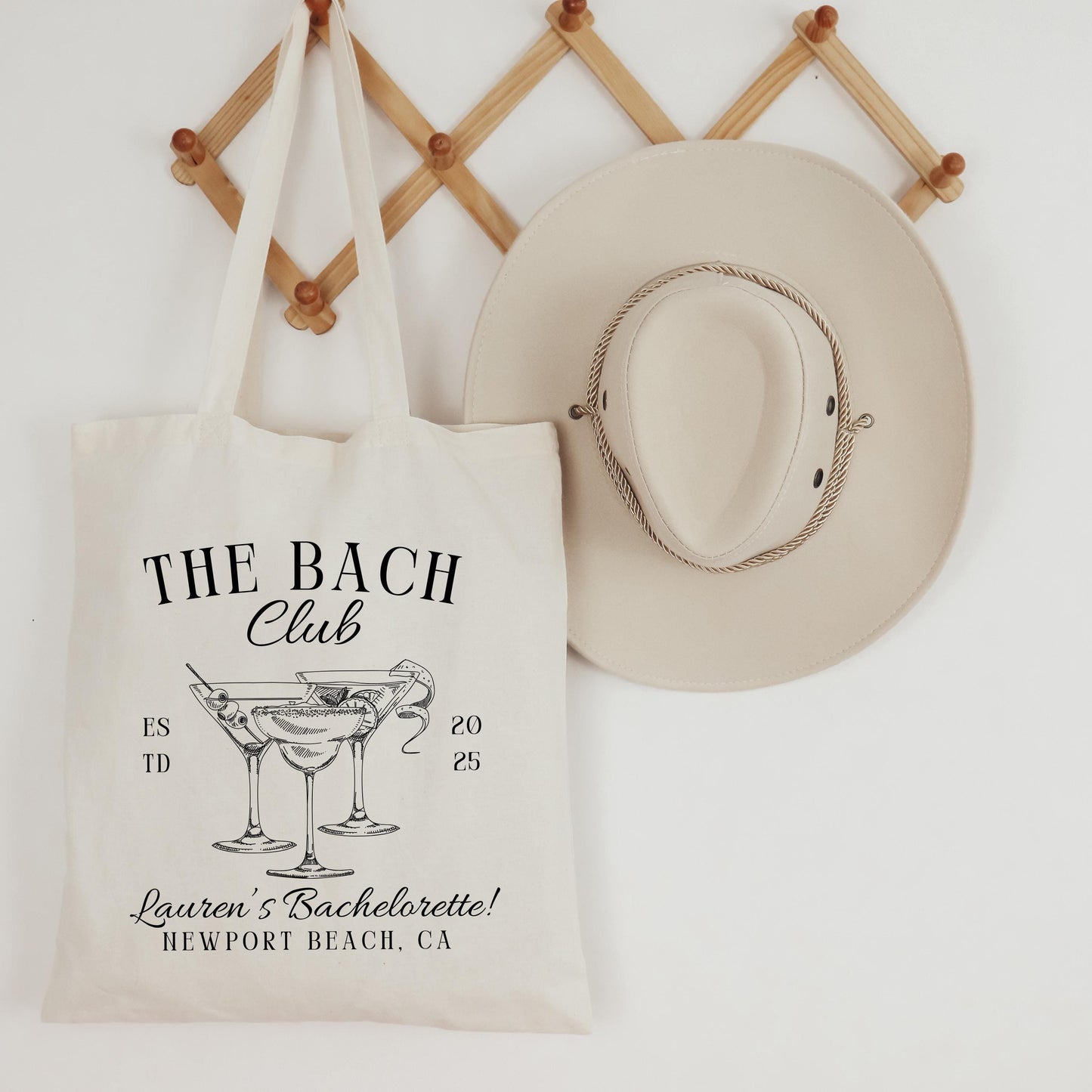 Bach Club Bachelorette Tote, Custom Cocktail Party Bag for Bride and Bridesmaids, Personalized Girls Trip Favor, Wedding Weekend Gift
