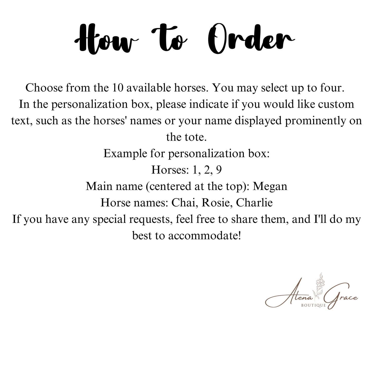 Custom Horse Tote, Horse Lover, Country Western Wildflower Bag, Horse Owner Gift, Birthday for Her, Add Custom Name and Choose Graphic