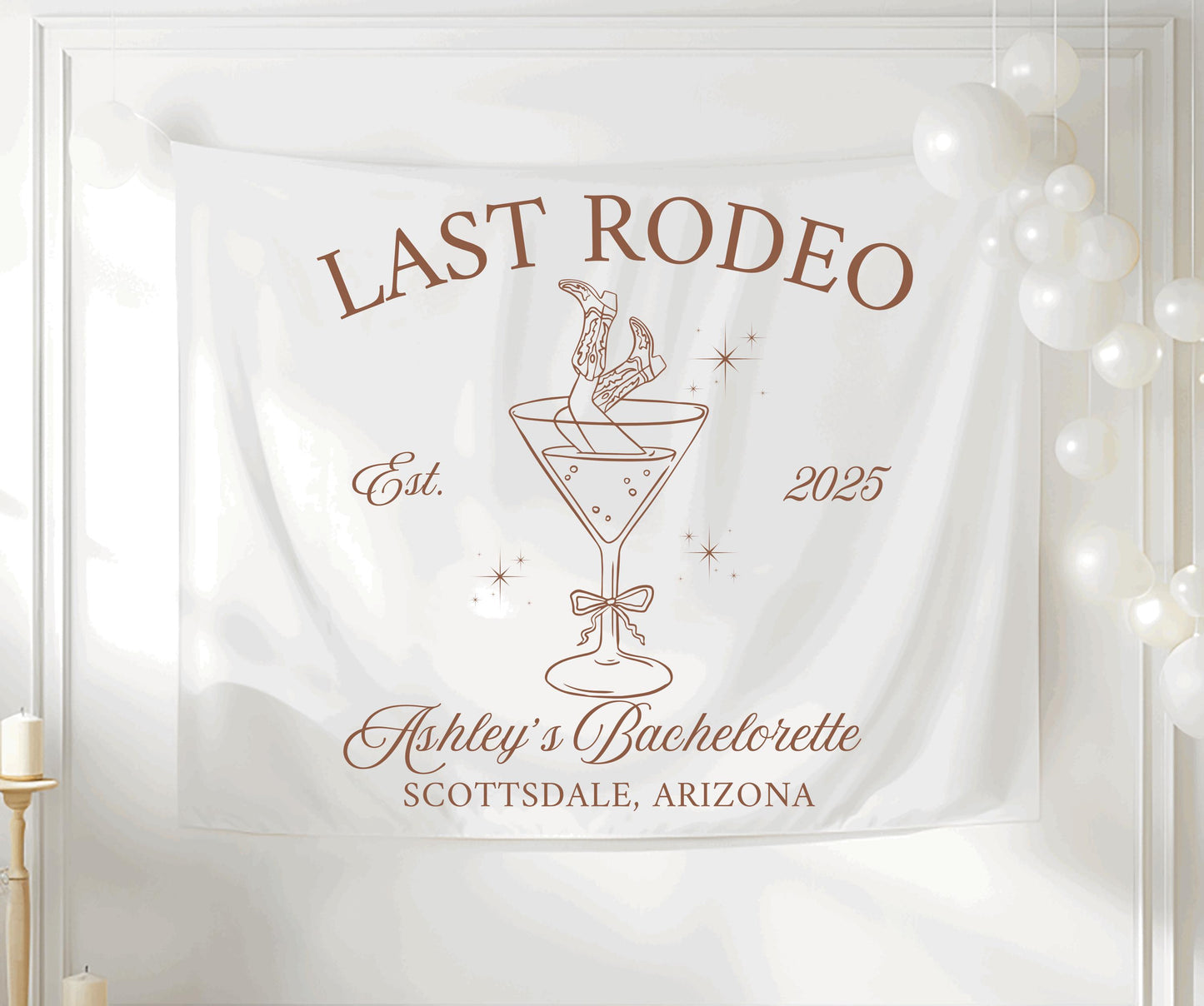 Last Rodeo Bachelorette Banner | Personalized Bach Sign | Western Bachelorette Decor, Cowgirl Party Banner, Martini Glass Rodeo Theme
