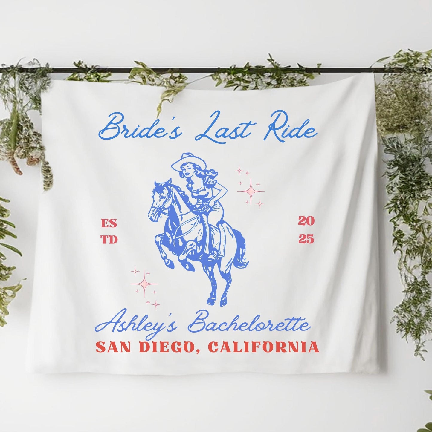 Bride’s Last Ride Bachelorette Banner | Custom Western Party Decor | Last Rodeo Bride-to-Be Tapestry | Cowgirl Bach Sign