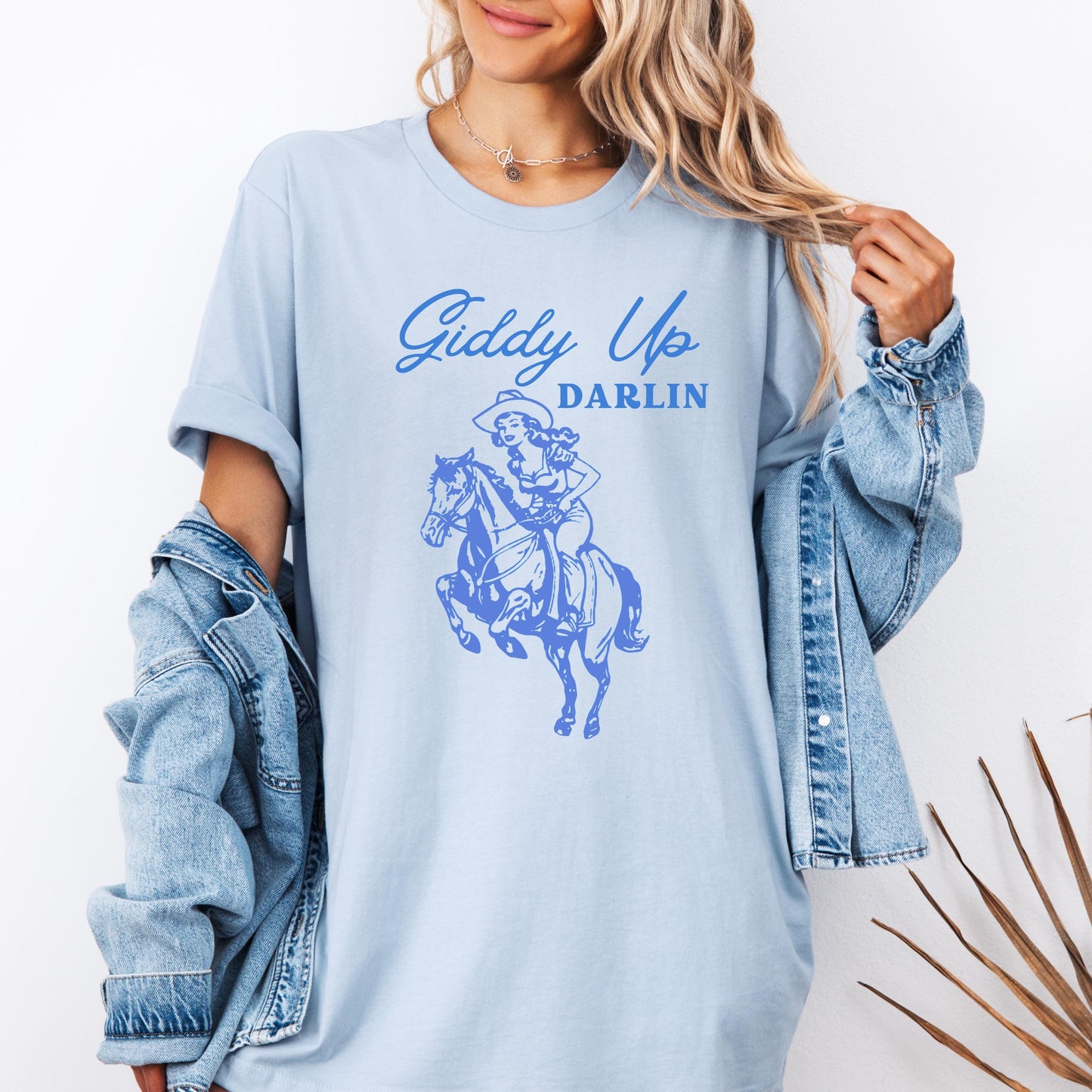 Giddy Up Darlin’ Cowgirl Shirt | Vintage Western Rodeo Tee | Country Concert Graphic T-Shirt | Bella Canvas Unisex Tee