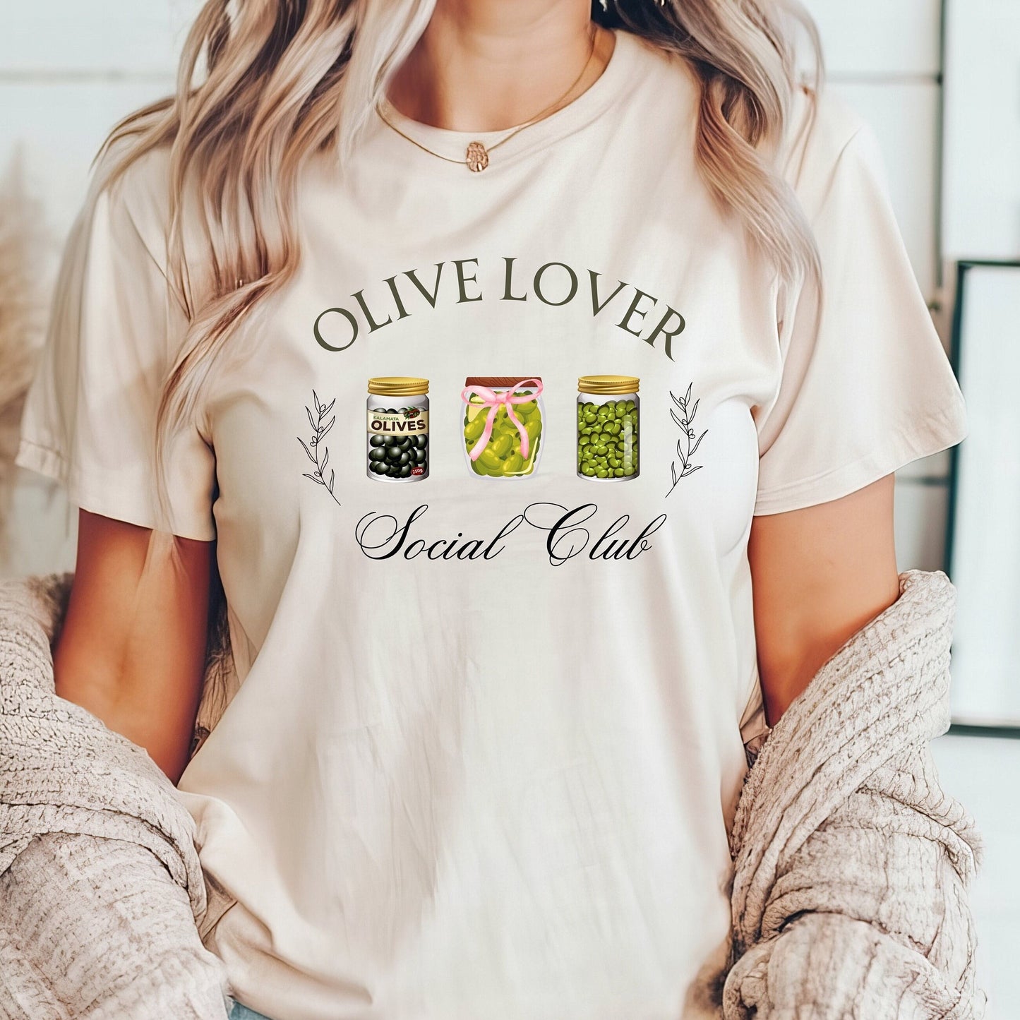 Olive Lover Gift Funny Shirt Canning Season Crewneck T-Shirt for Her Olive Lover Trendy Social Club with Canned Olives