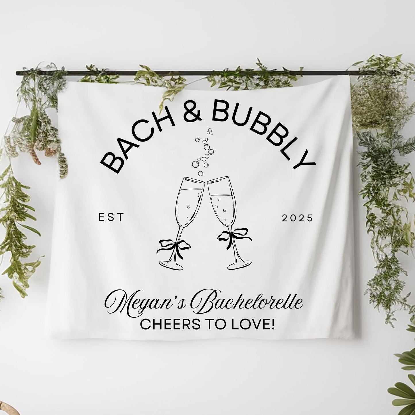 Bach & Bubbly Banner, Champagne Bachelorette Sign, Custom Bridal Party Decor, Last Fling Backdrop, Champagne Theme Bach Banner