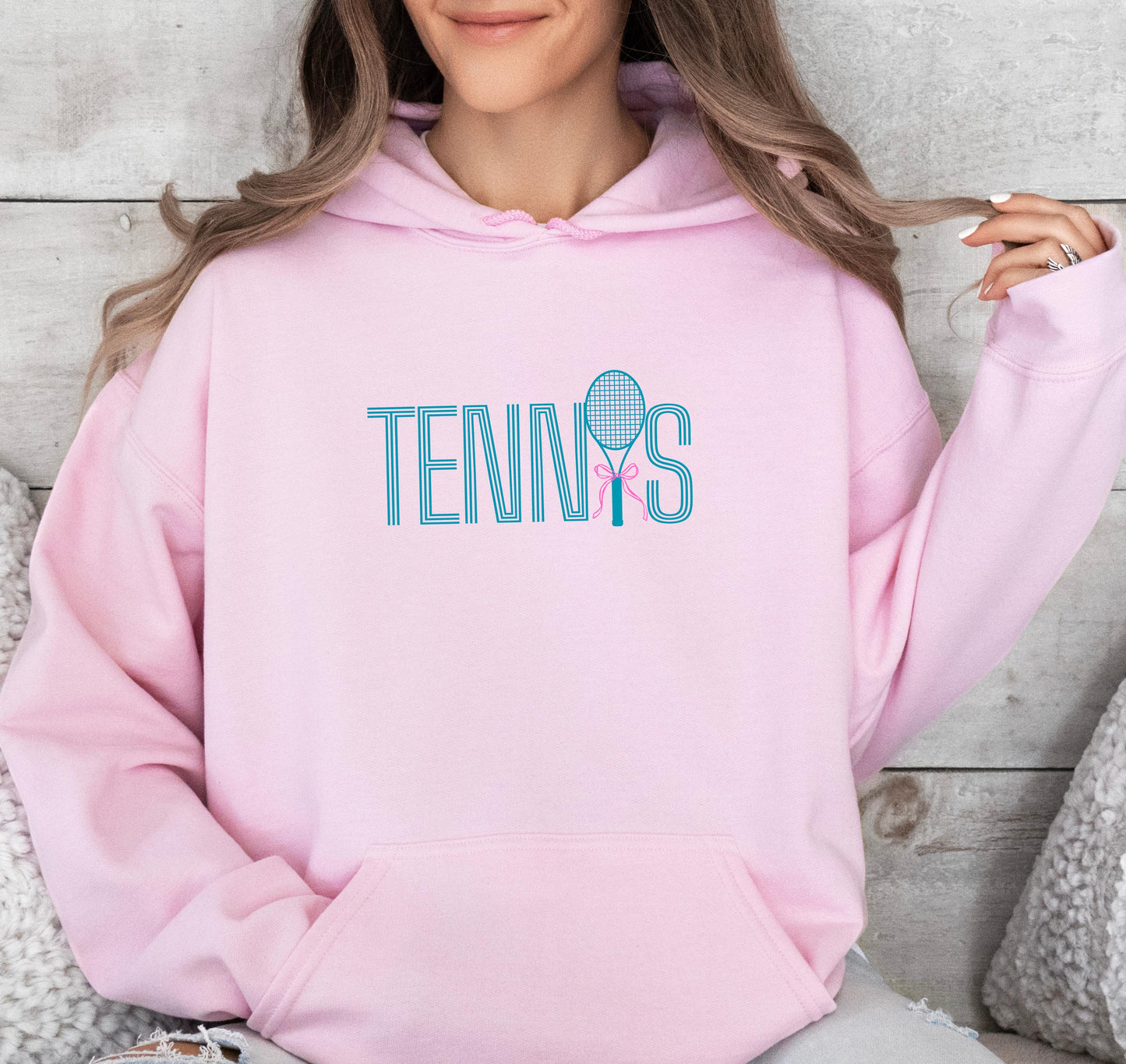 Tennis Hoodie - Cute Bow Tennis Sweatshirt - Sporty Chic Crewneck - Tennis Lover Gift - Country Club Style