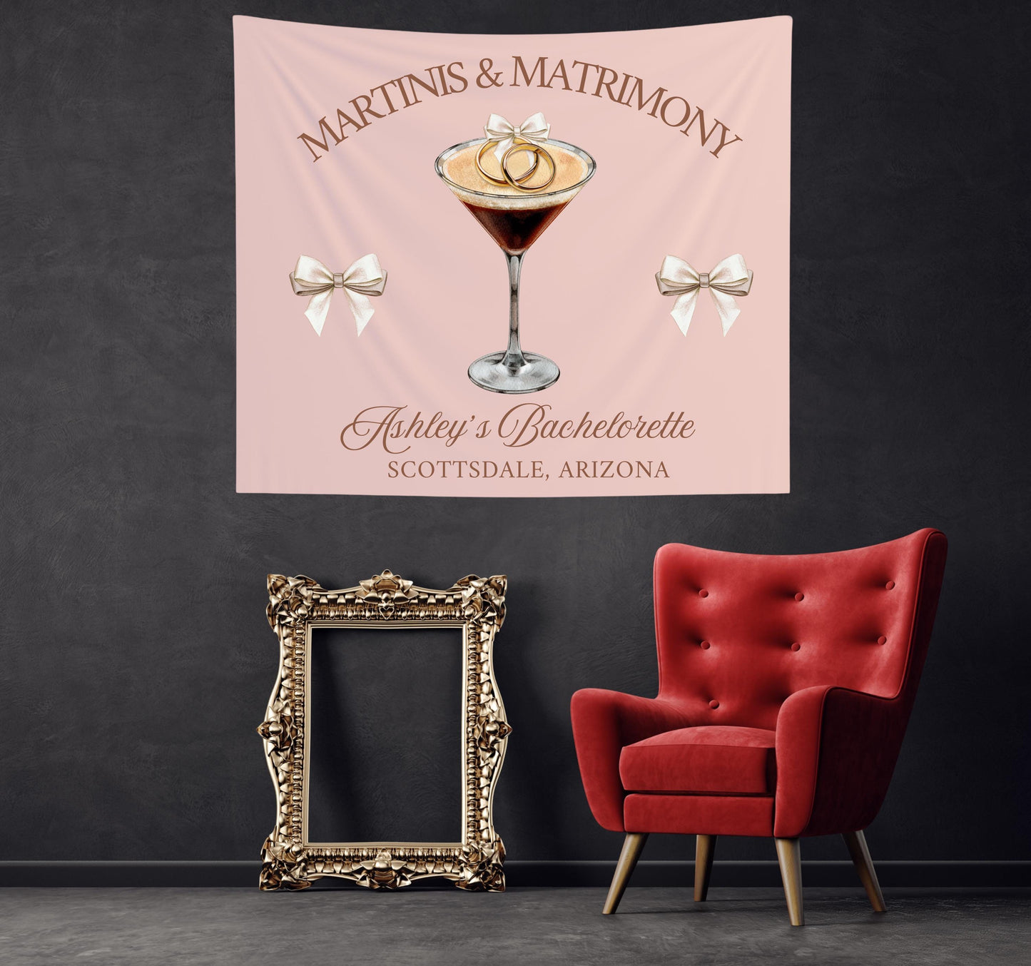Martinis & Matrimony Banner, Espresso Martini Bachelorette Decor, Bridal Shower Banner, Custom Party Sign, Bow Bachelorette Theme