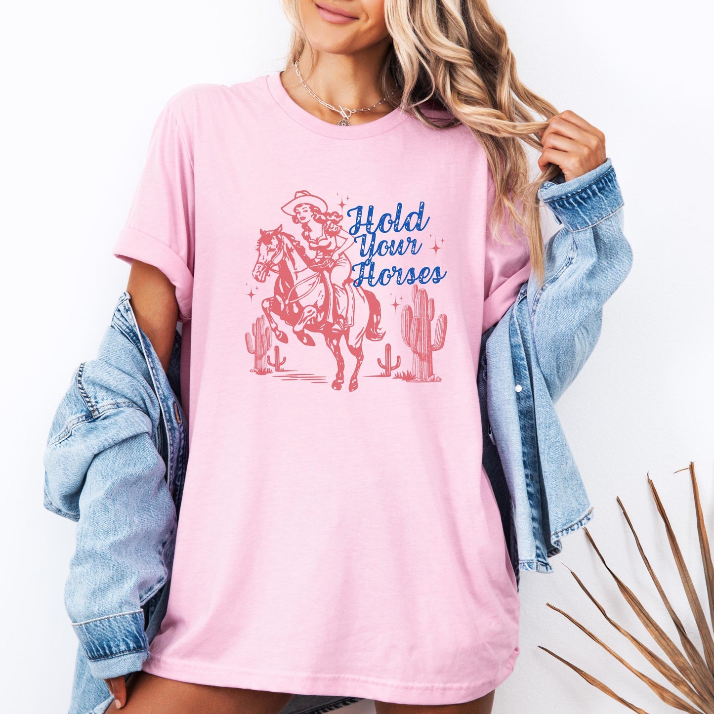 Bella Canvas Vintage Cowgirl Tee – Country Western ‘Hold Your Horses’ Graphic Shirt