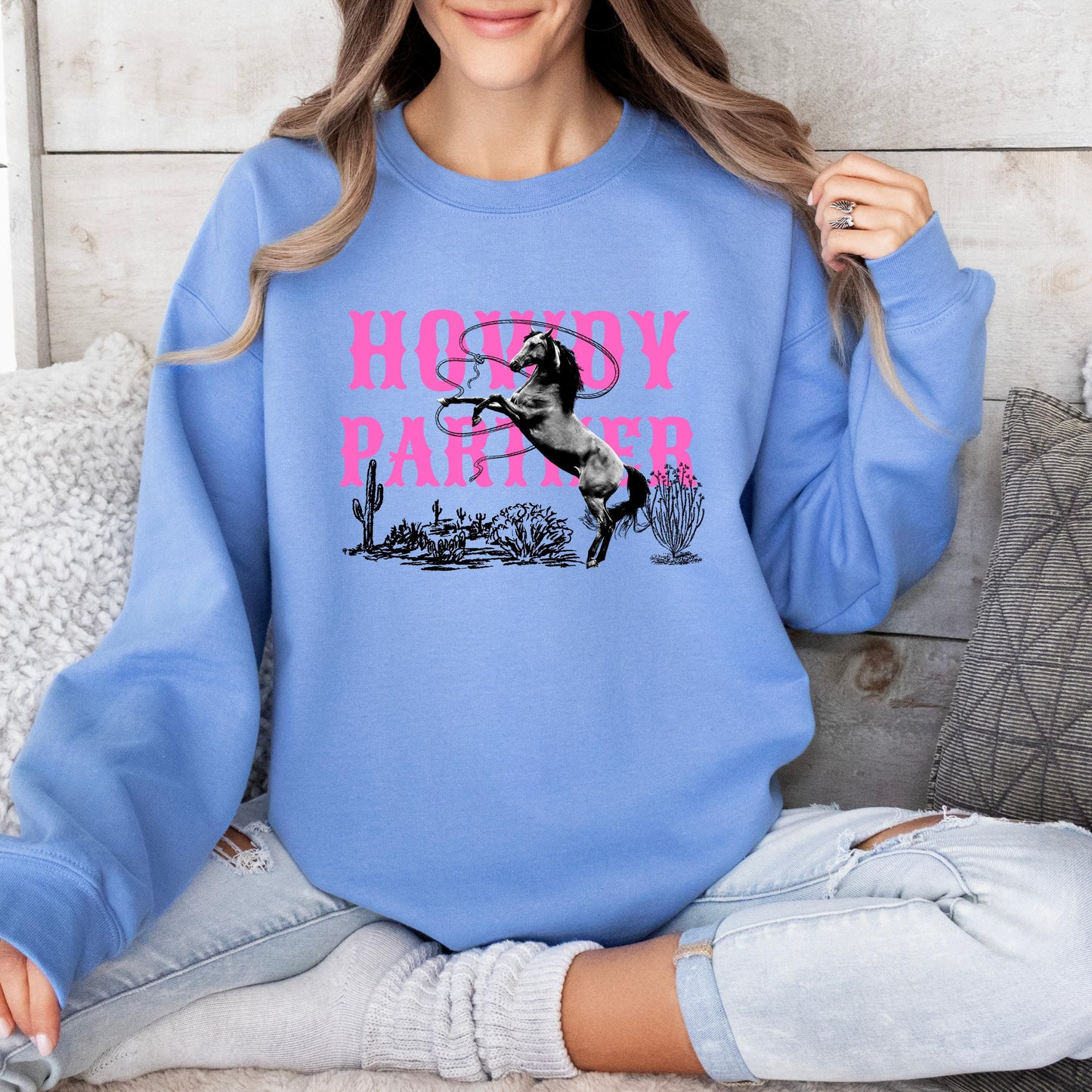 County Western Sweatshirt, Unisex Rodeo Sweatshirt, Horse Shirt, Country Music Fest Shirt - Cowgirl Crewneck