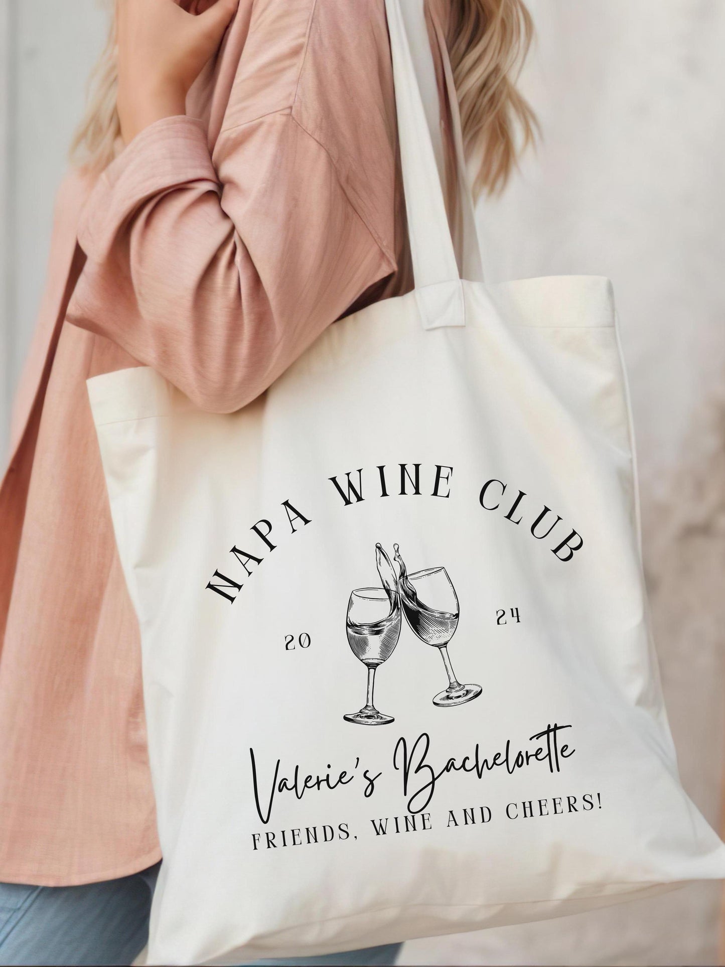 Custom Bachelorette Tote - Wine Tasting Party Bag - Personalized Bridesmaid Gift - Napa Girls Trip Favor - Birthday Wine Tote