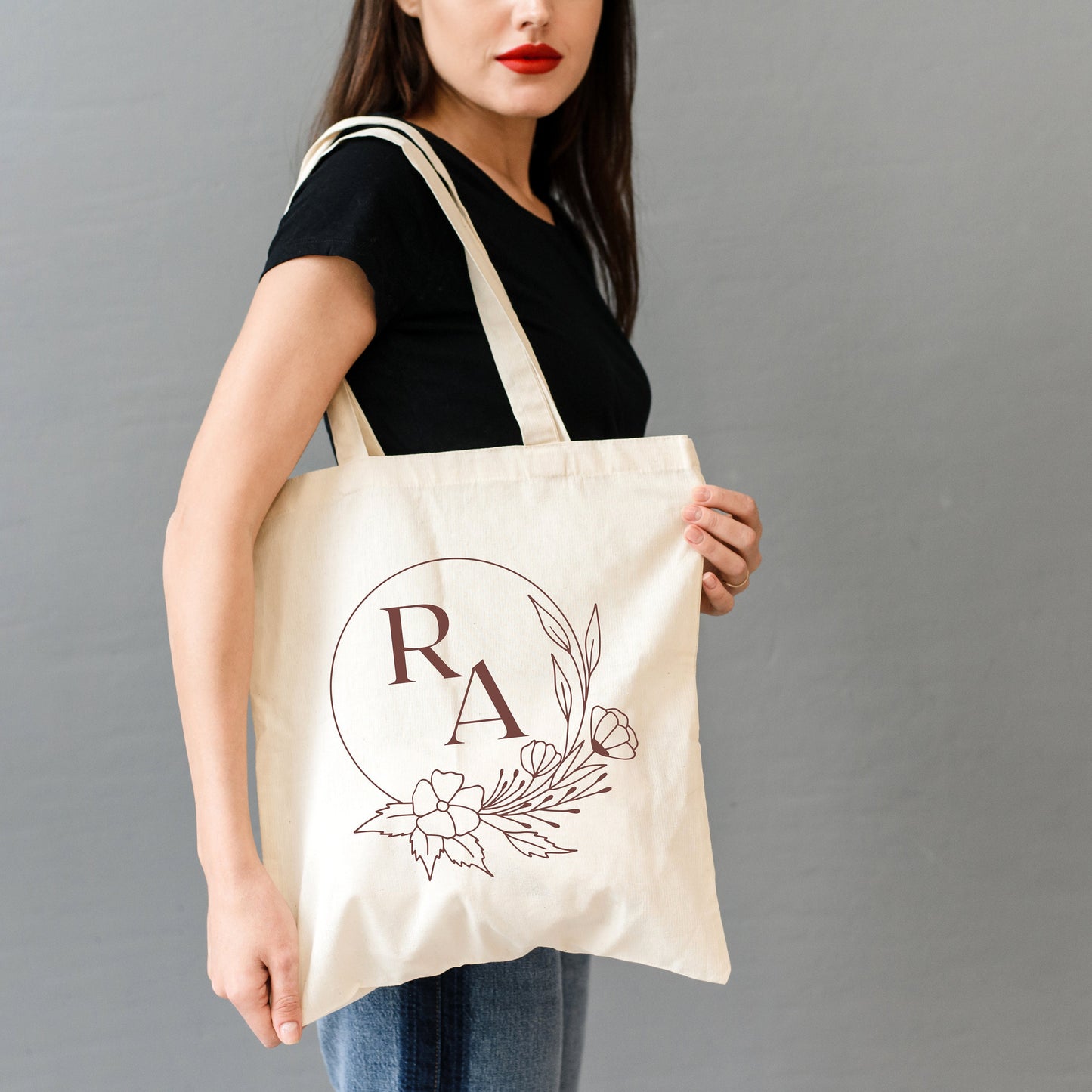 Personalized Tote Bag Gift Bridal Party, Gift for Her Bag, Vacation Party Favor Bag, Trendy Floral Graphic Canvas Bag, Bridesmaids Proposal