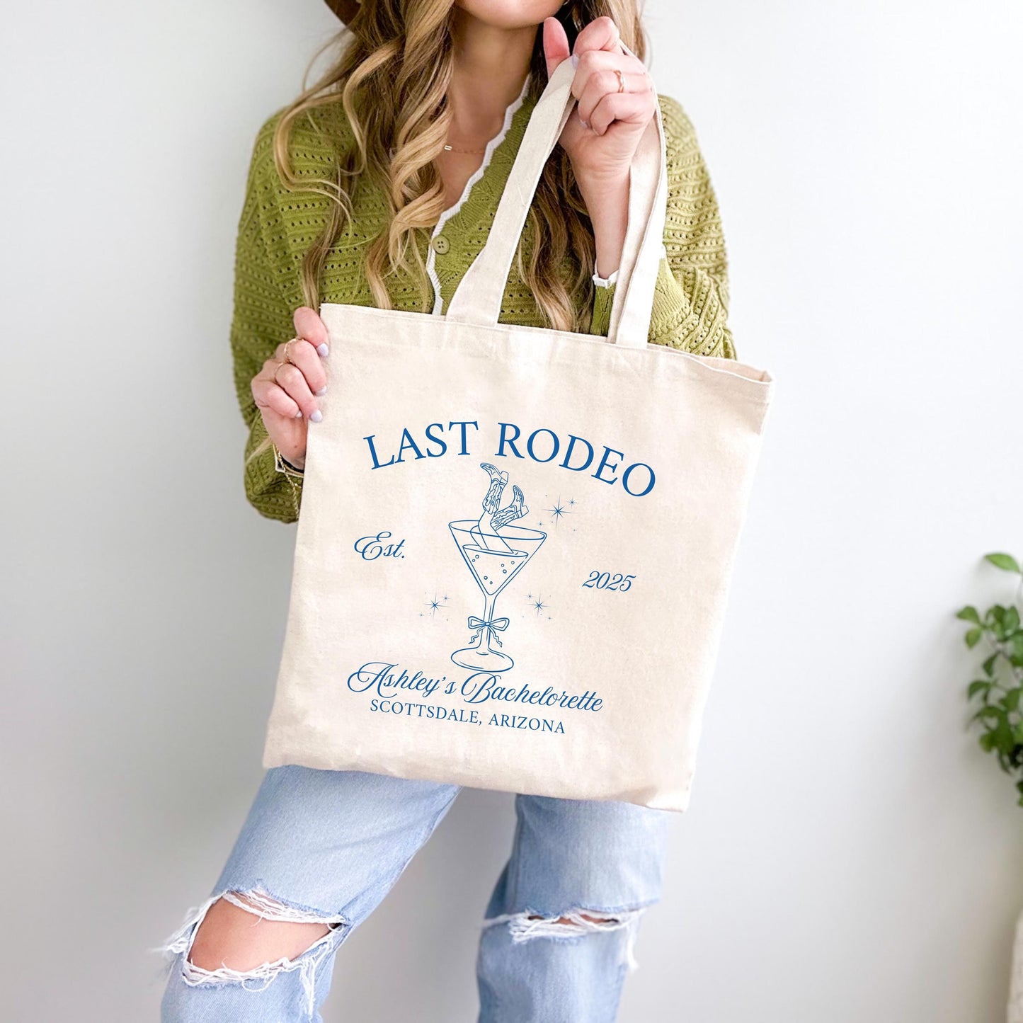 Last Rodeo Bachelorette Tote, Western Cowgirl Party Bag, Custom Country Bride Gift, Nash Bash Favor, Rustic Bridal Shower Tote
